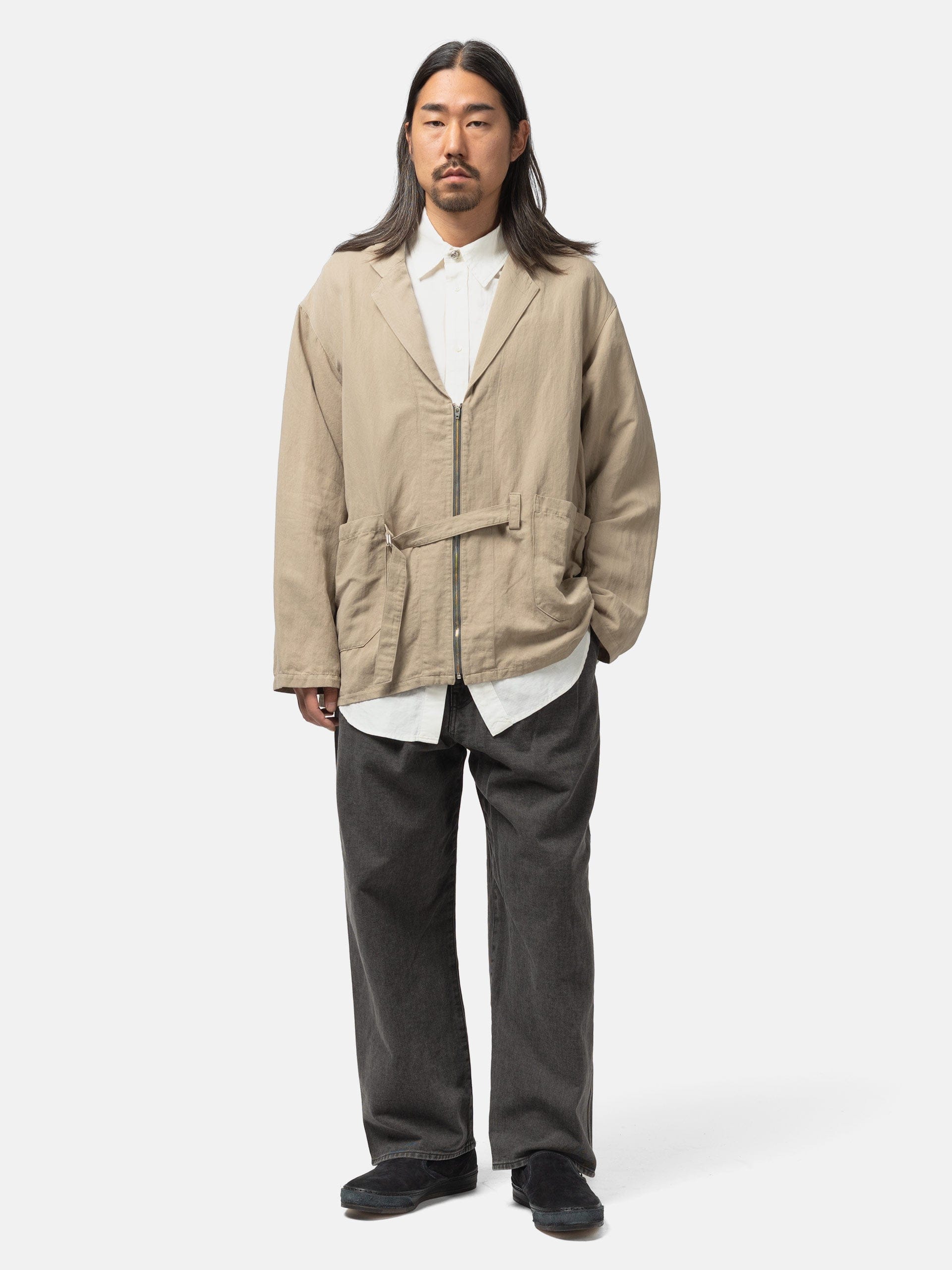 barbell object Belted Jacket Beige