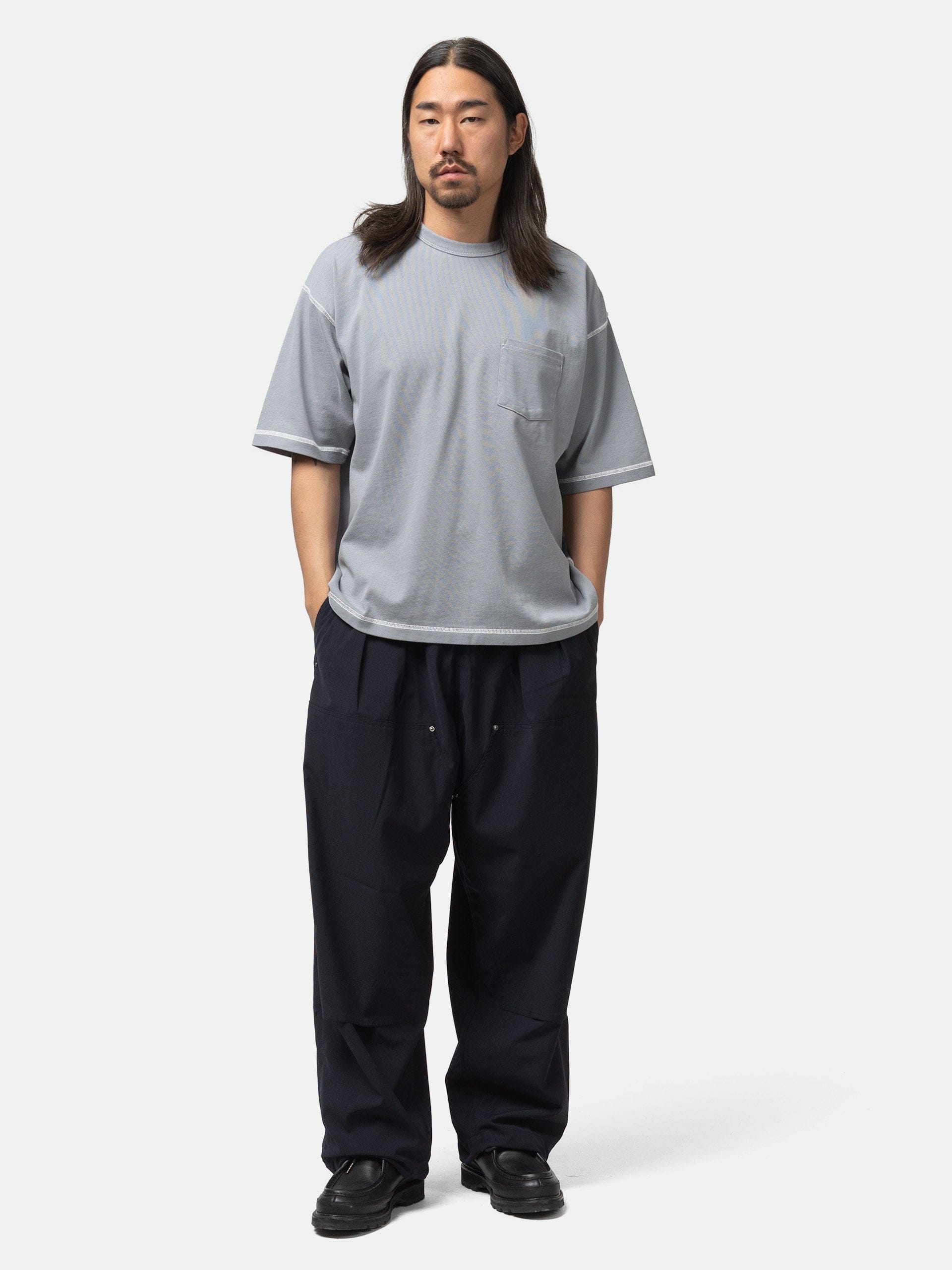 BEAMS Back Stitch TEE Grey