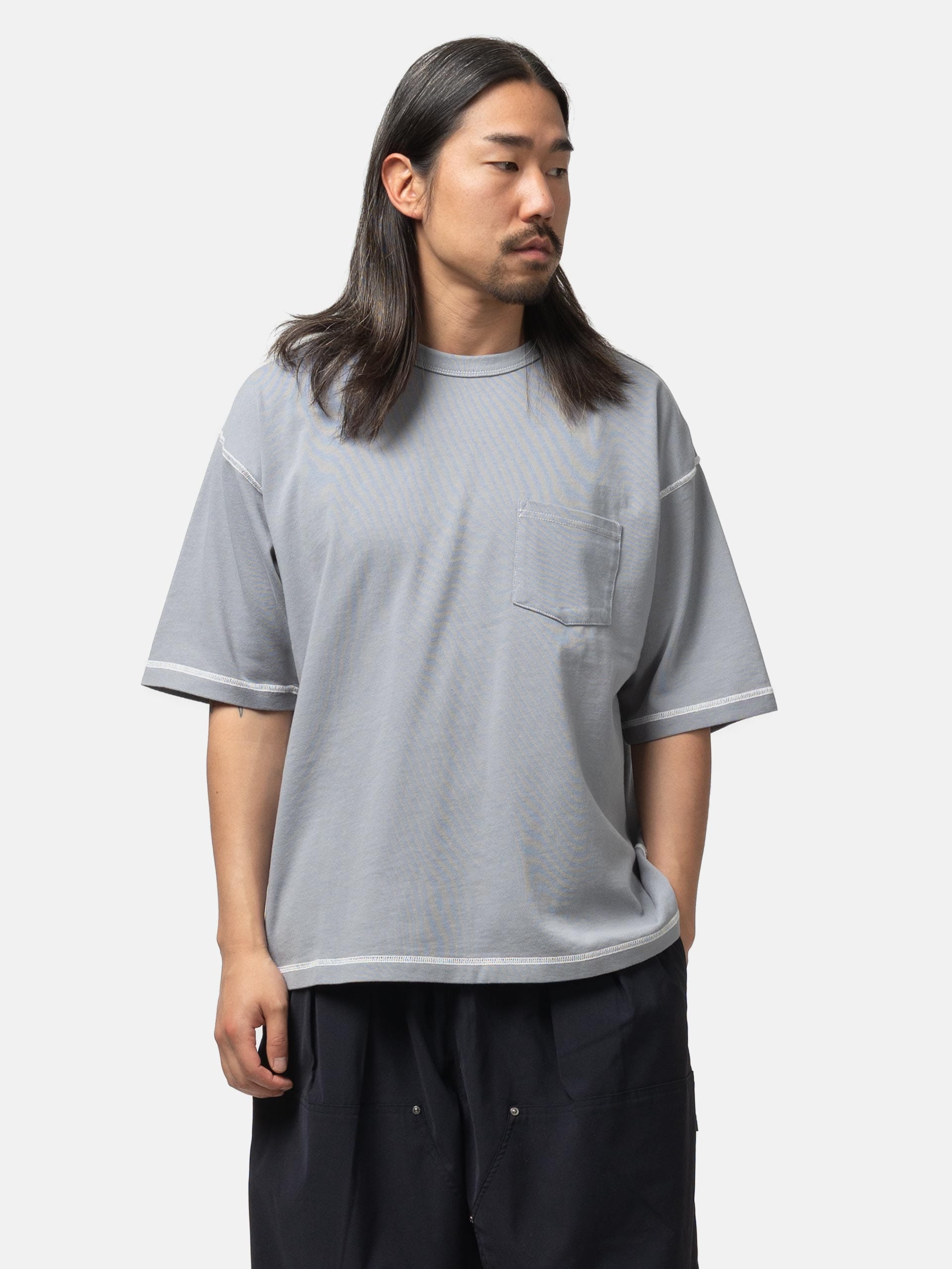 BEAMS Back Stitch TEE Grey