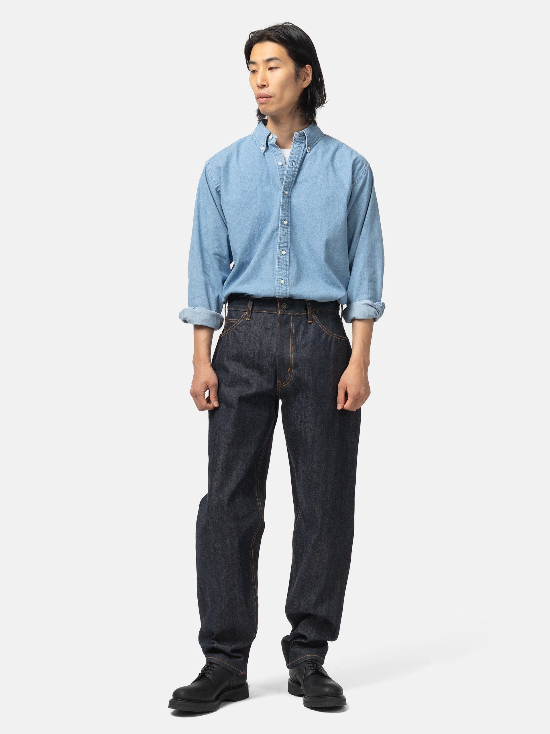 CIOTA Wide Tapered 5 Pocket Pants Navy (Rigid)