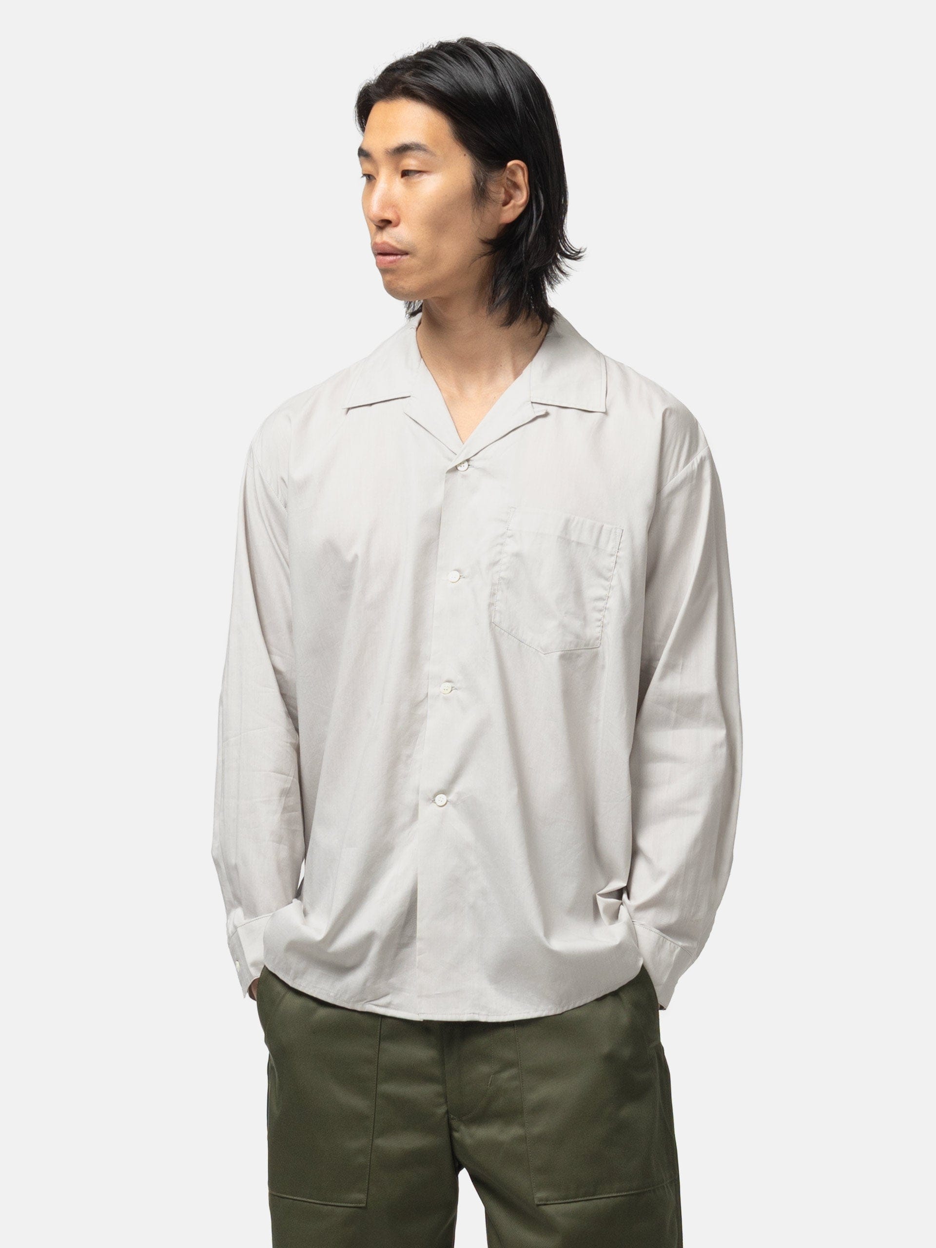 CIOTA Open Collar Shirt Light Gray