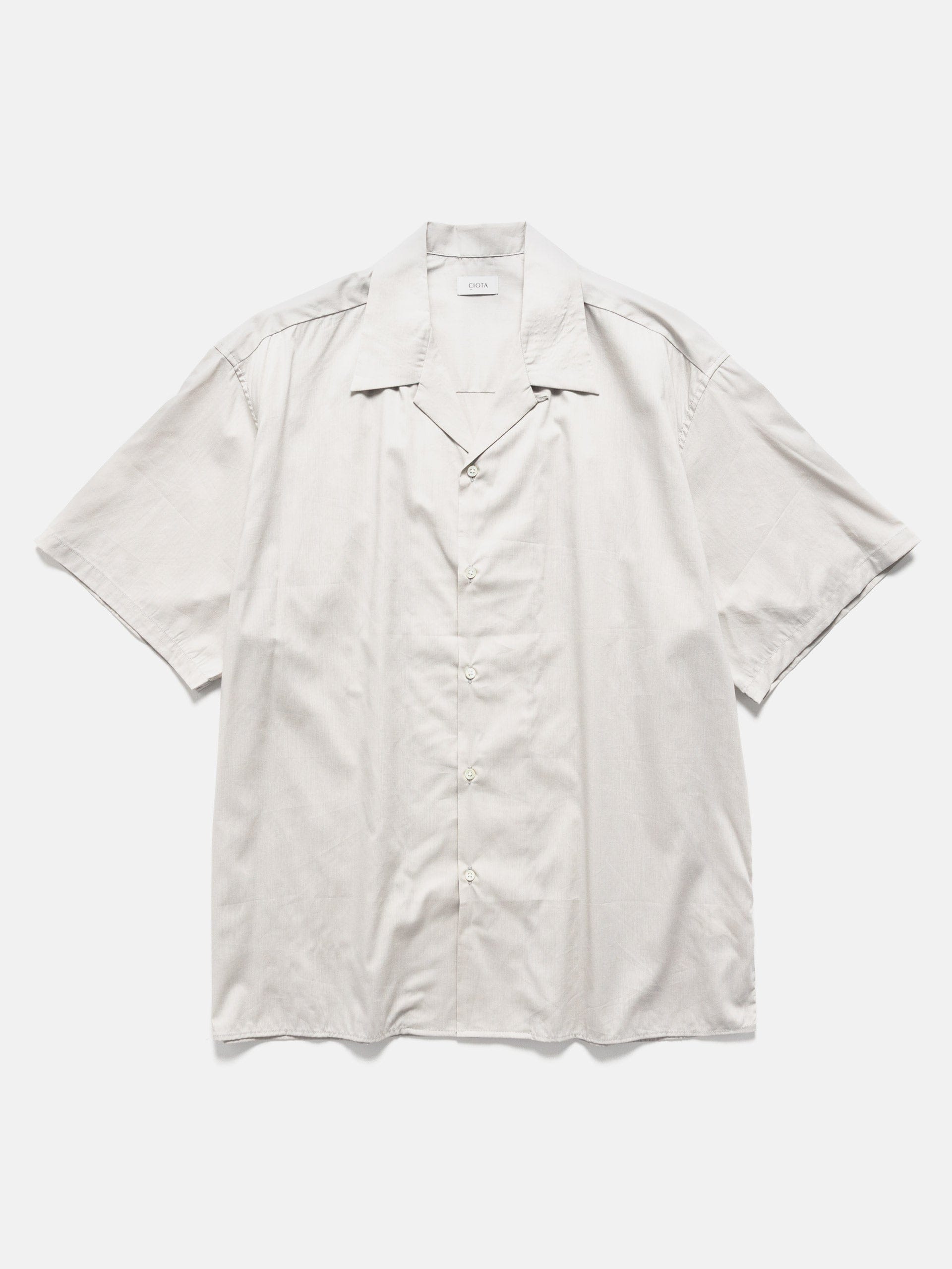 CIOTA Open Collar Short Sleeve Shirt Light Gray