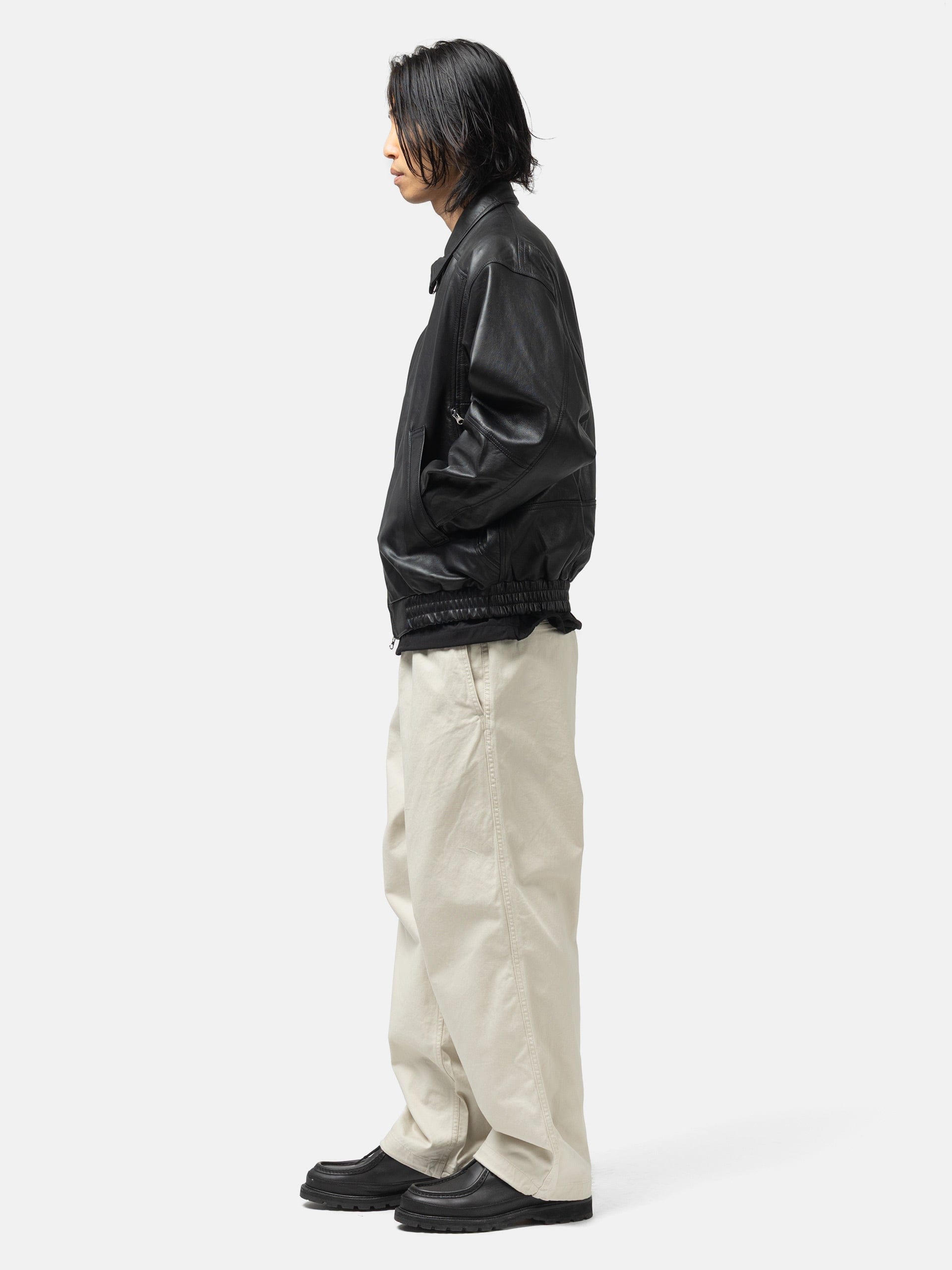 BEAMS Wide Basic Twill Easy Pants Ivory