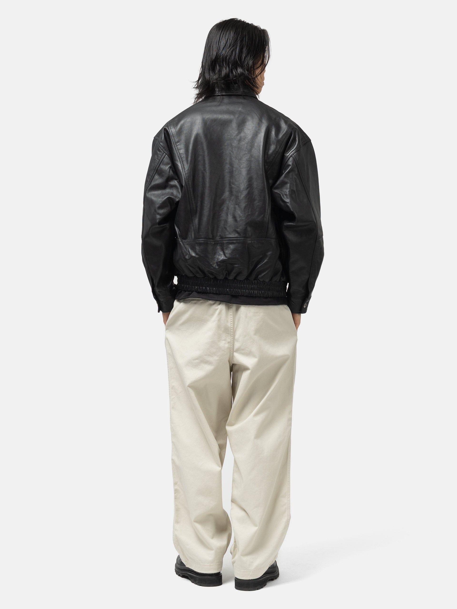BEAMS Wide Basic Twill Easy Pants Ivory