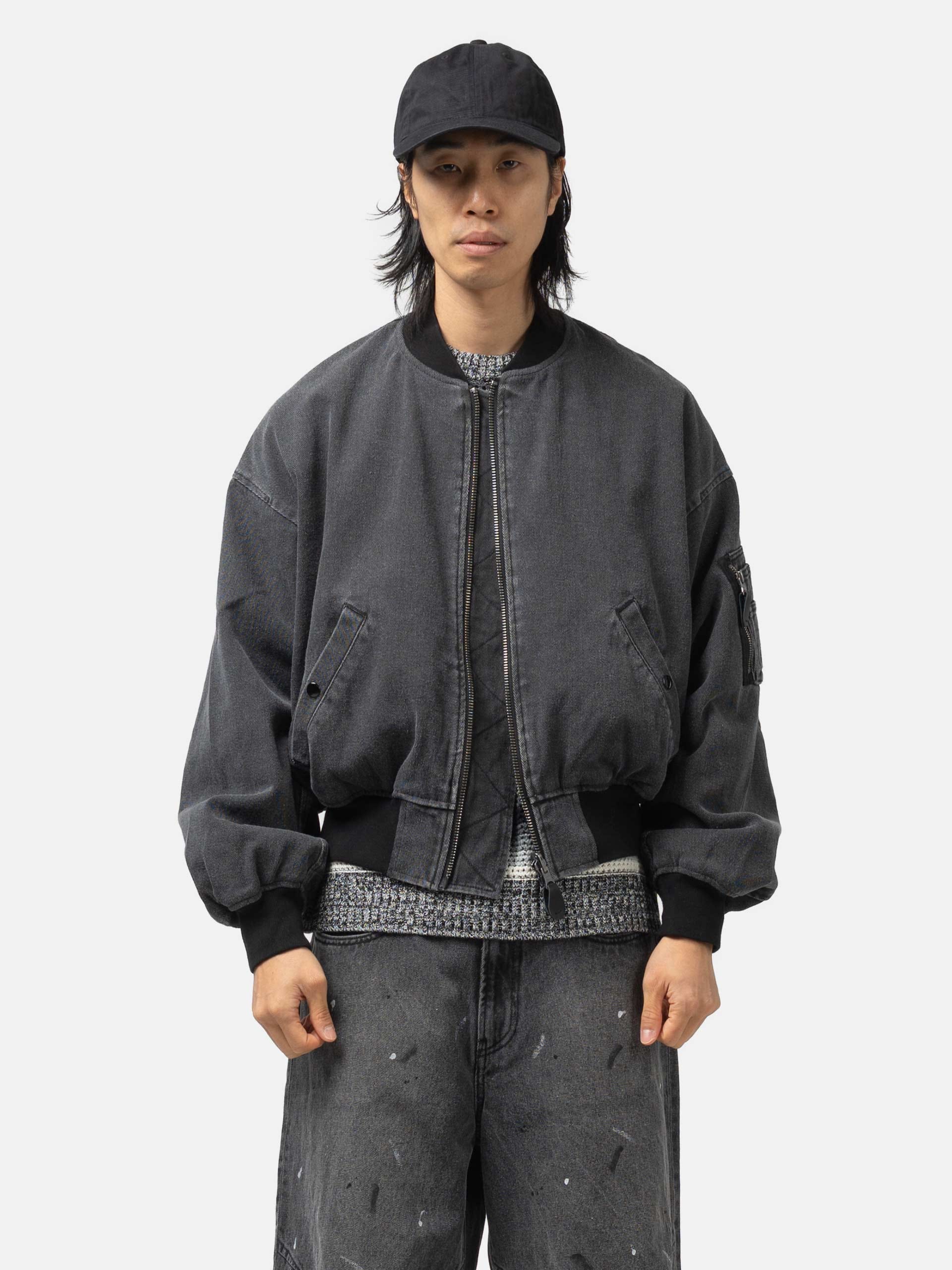 BEAMS Fade Bomber Jacket Black