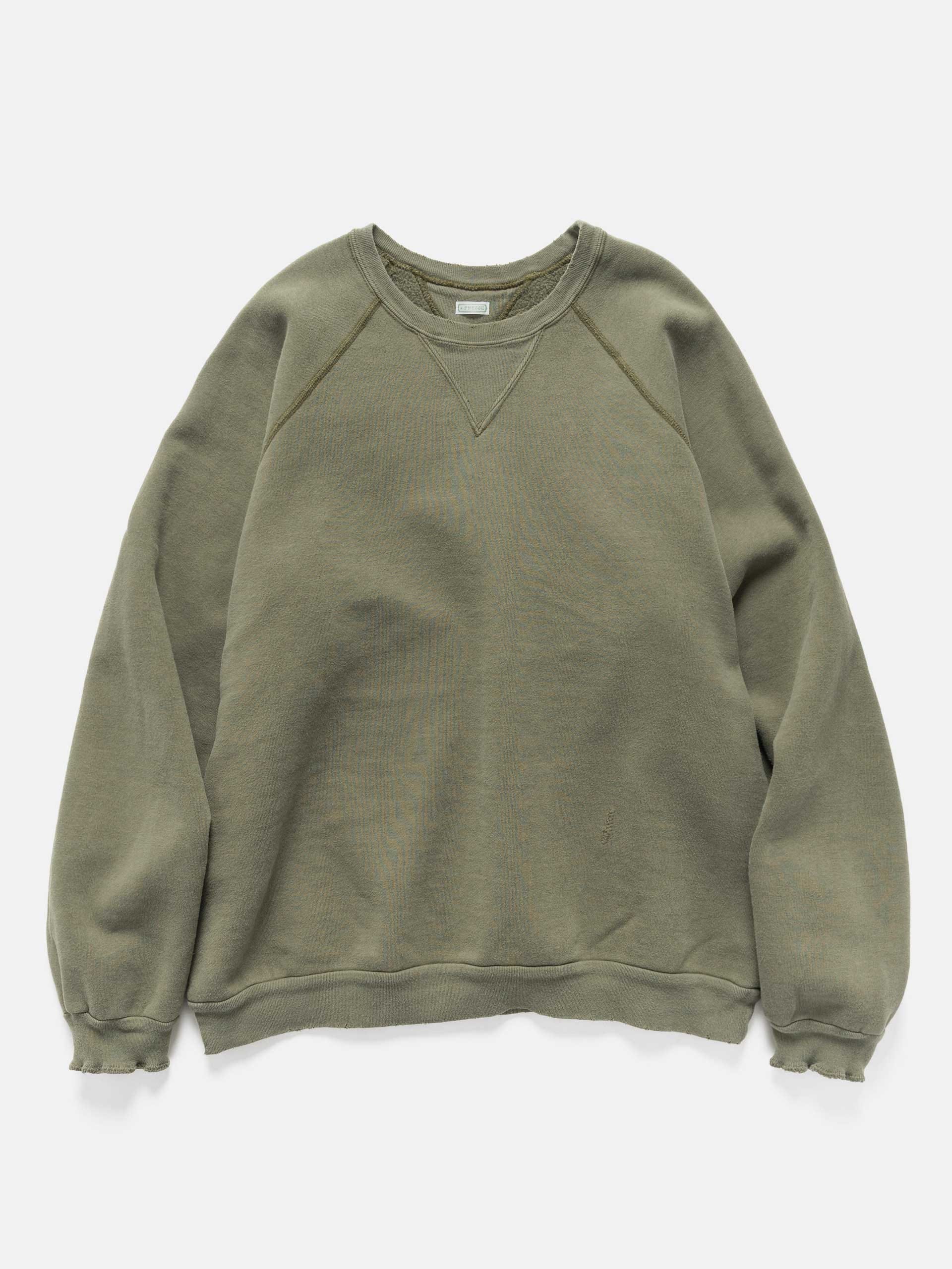 A.PRESSE Vintage Double V Sweatshirt Olive