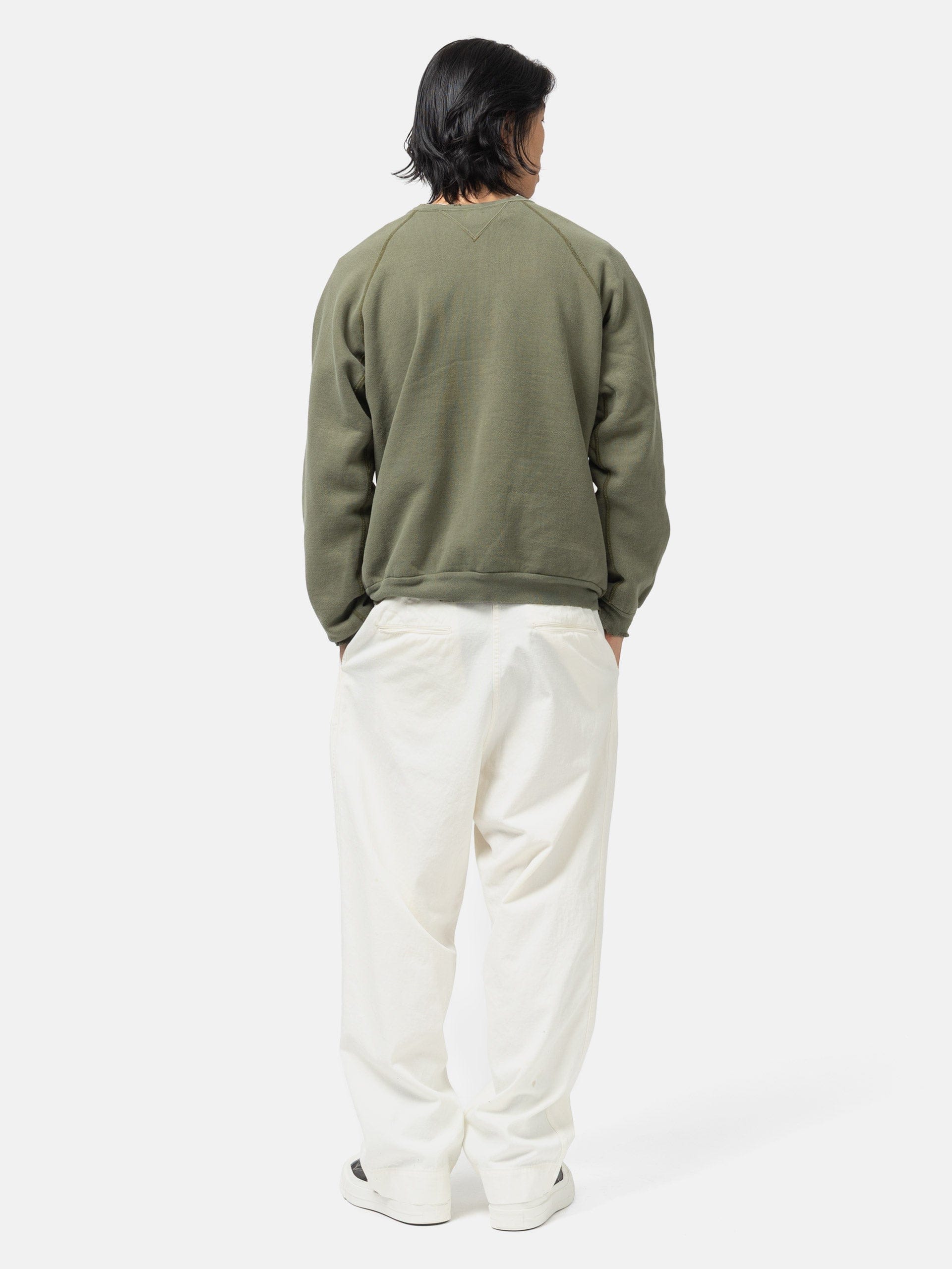 A.PRESSE Vintage Double V Sweatshirt Olive