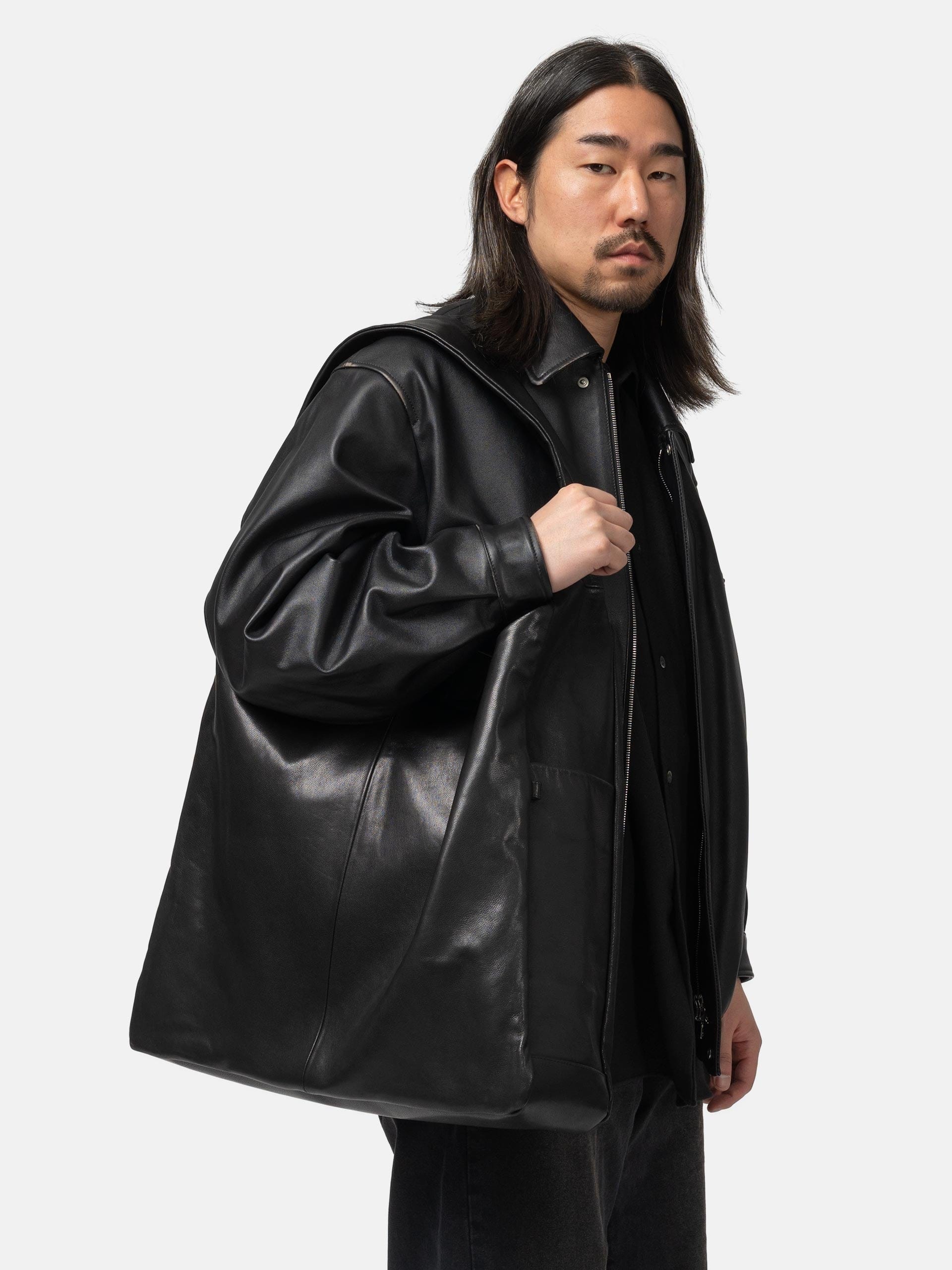 ssstein Leather Shoulder Bag Black