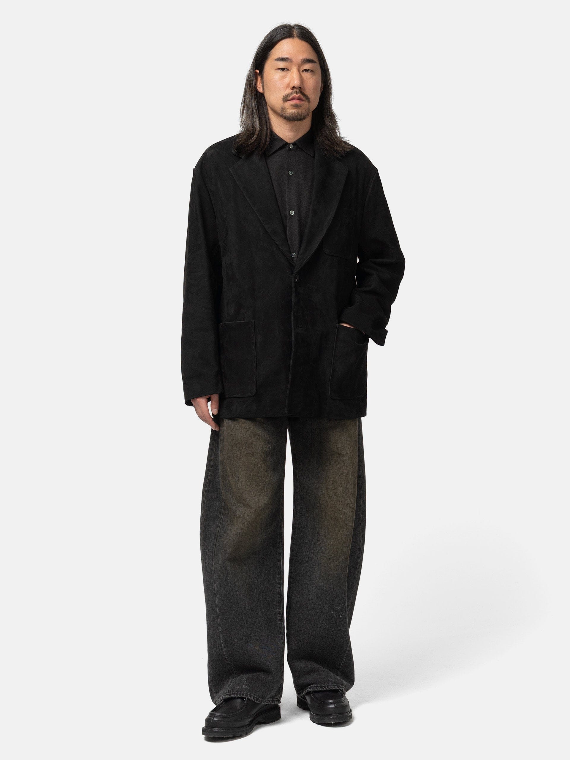 ssstein Cow Nubuck Blazer Black