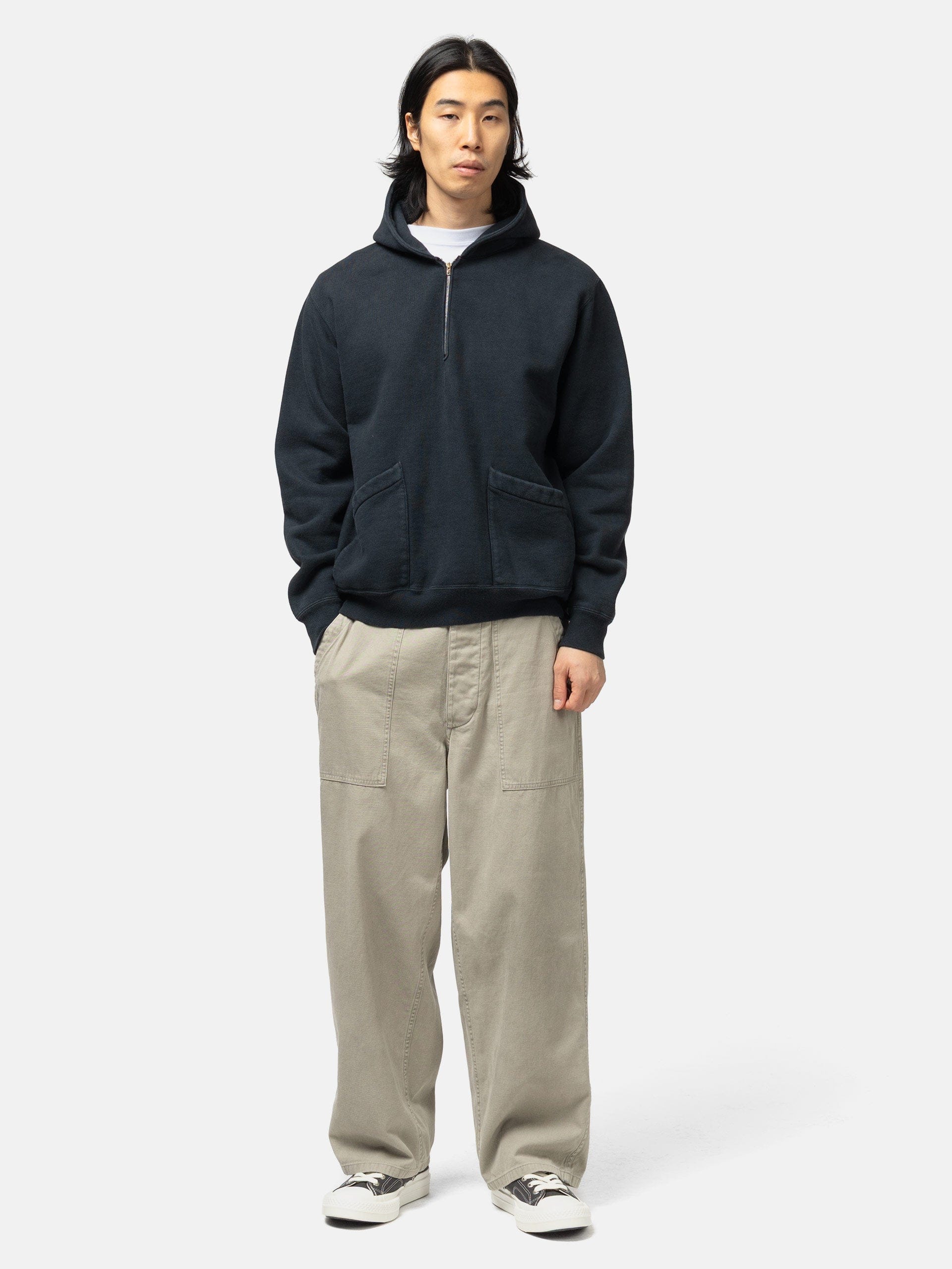 A.PRESSE Sailor Hood Half Zip Sweatshirt Black