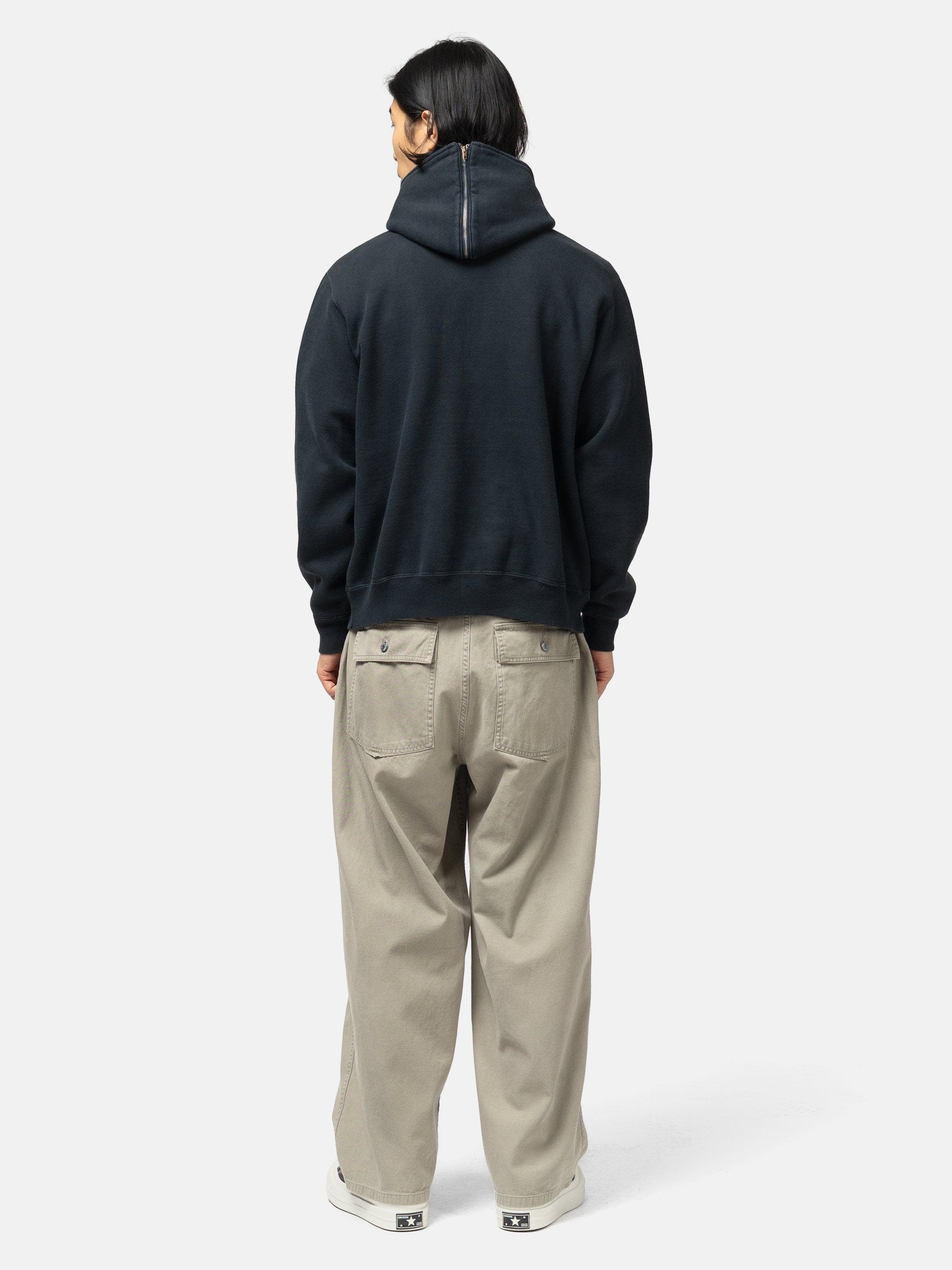 A.PRESSE Sailor Hood Half Zip Sweatshirt Black