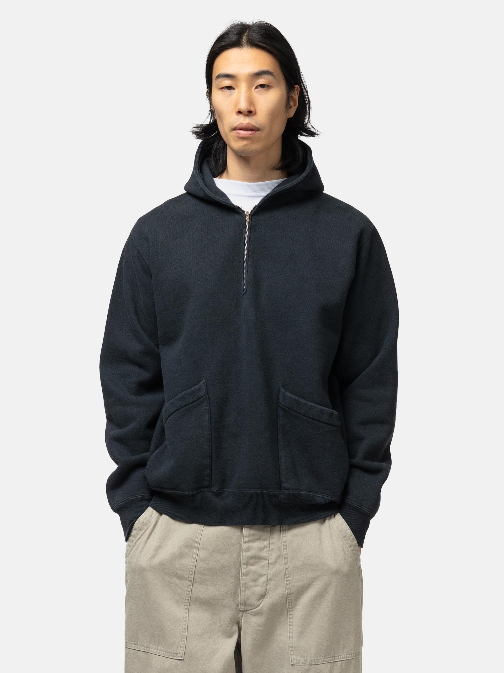 A.PRESSE Sailor Hood Half Zip Sweatshirt Black