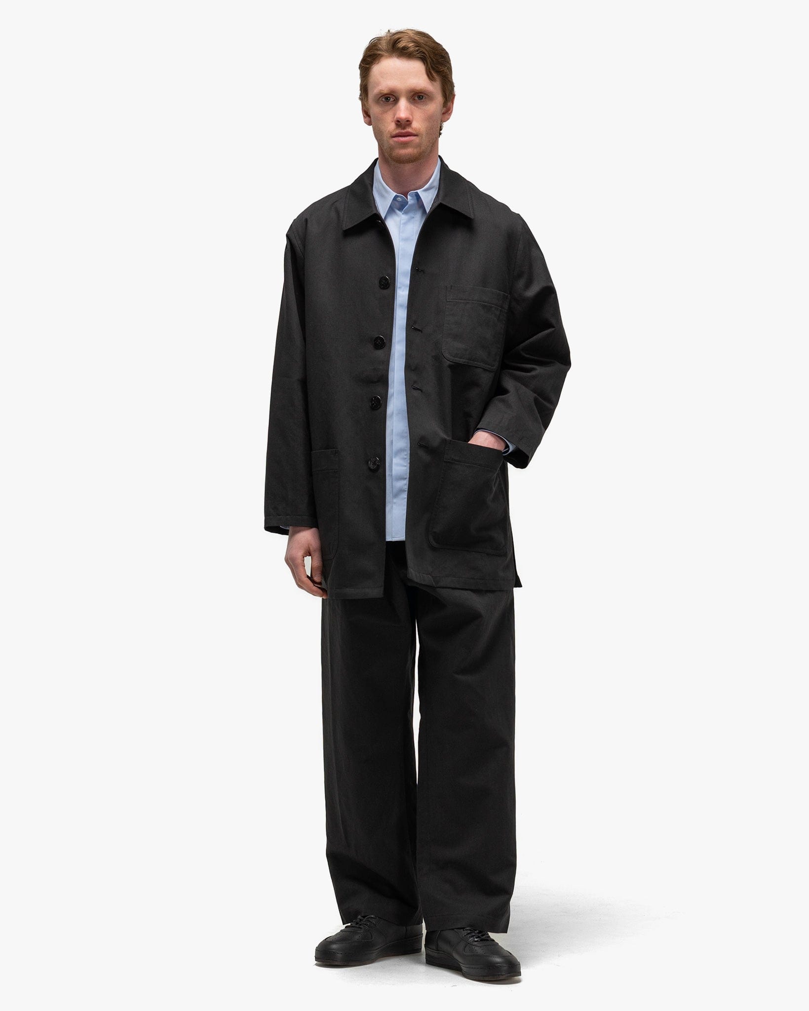 Cale Cotton Linen Twill Coat Black