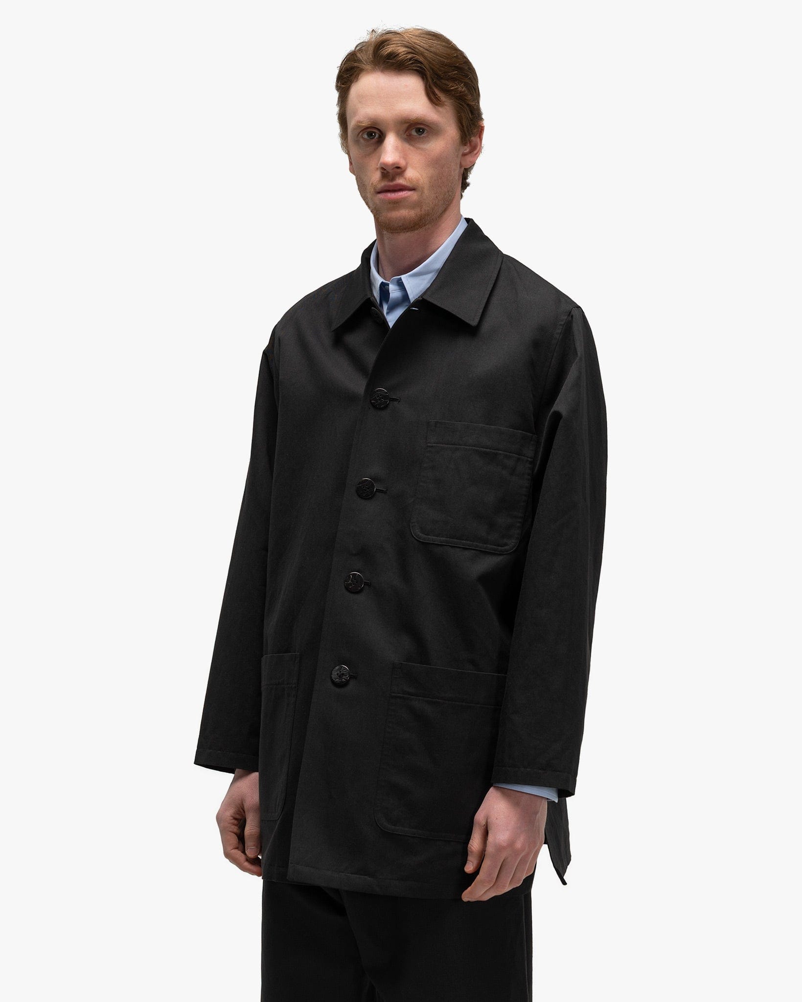 Cale Cotton Linen Twill Coat Black