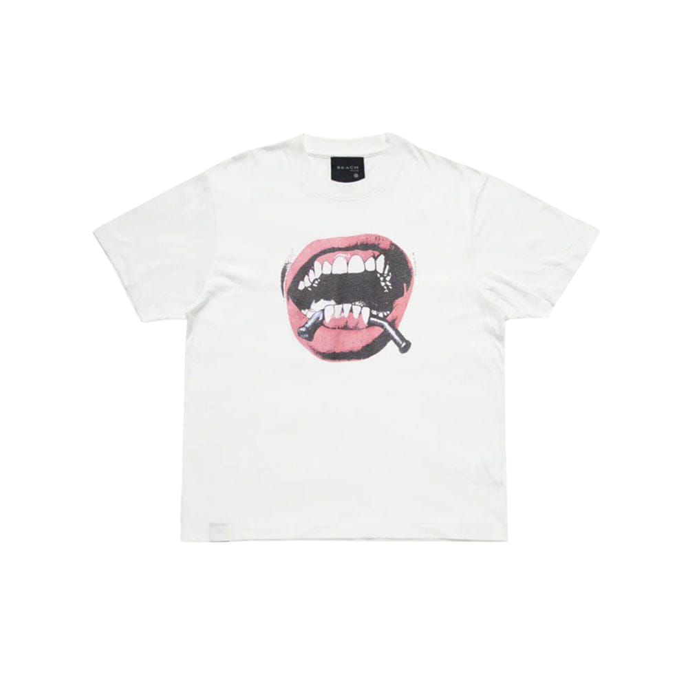 Beach Brains Mouth Tee - Crisp White