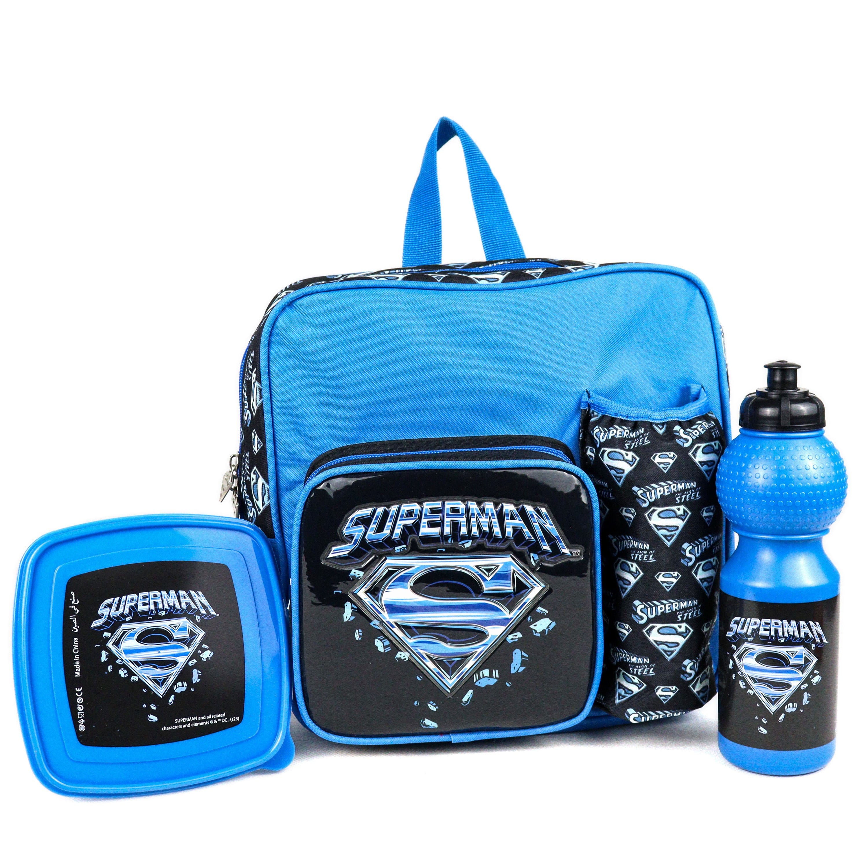 Warner Bros Superman 3 in 1 Backpack Set for Toddler Preschool Kindergarten Kids