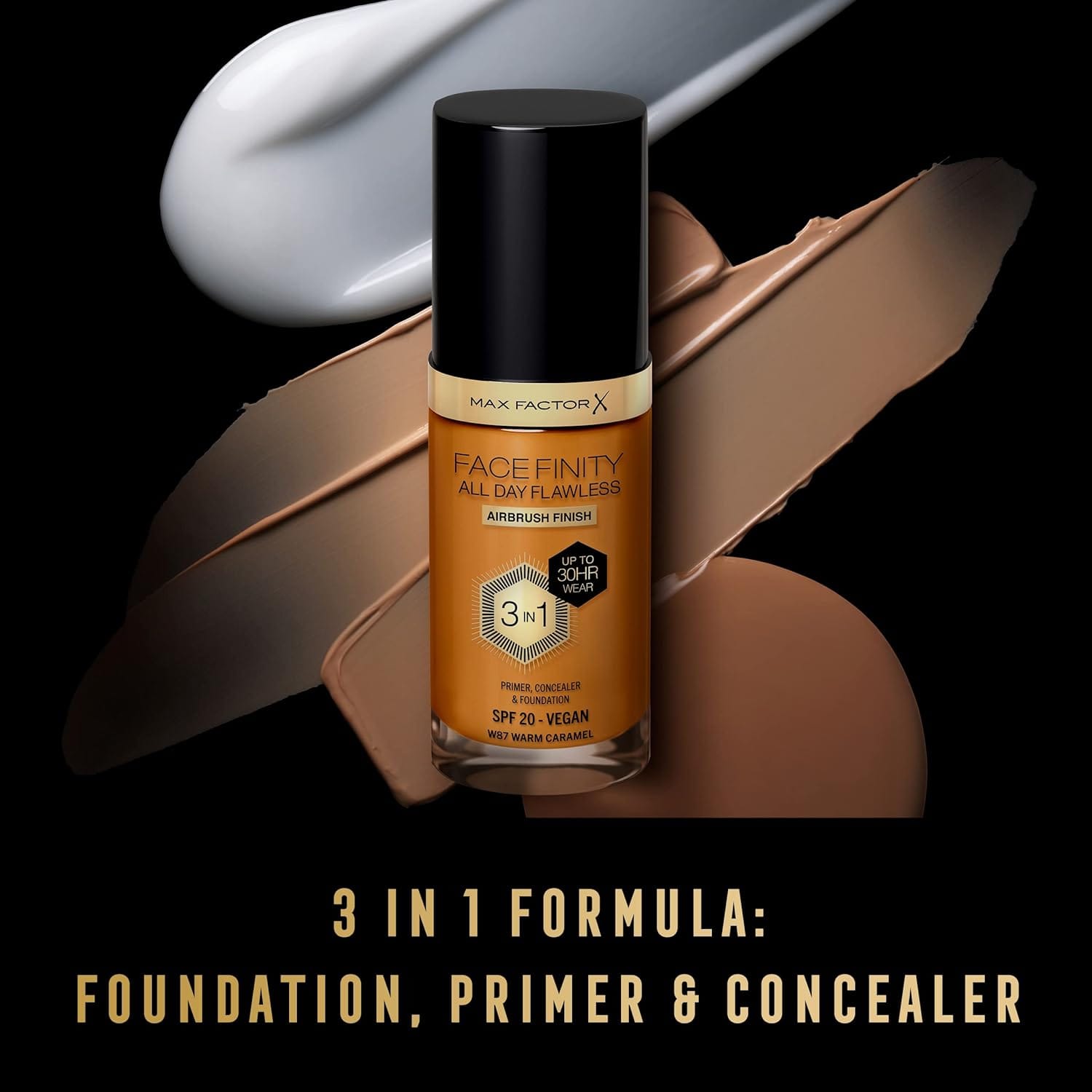 Max Factor Facefinity All Day Flawless 3 in 1 Liquid Foundation Warm Caramel 087