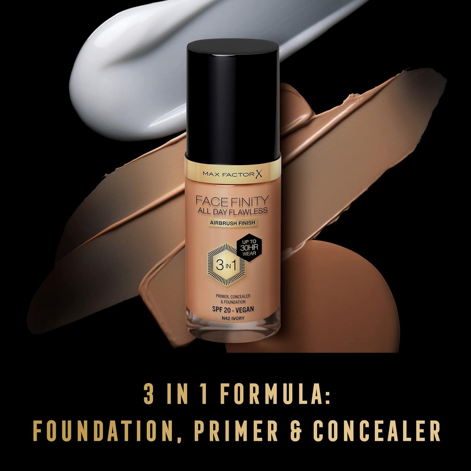 Max Factor Facefinity 3-in-1 All Day Flawless Liquid Foundation, SPF 20 - 42 Ivory