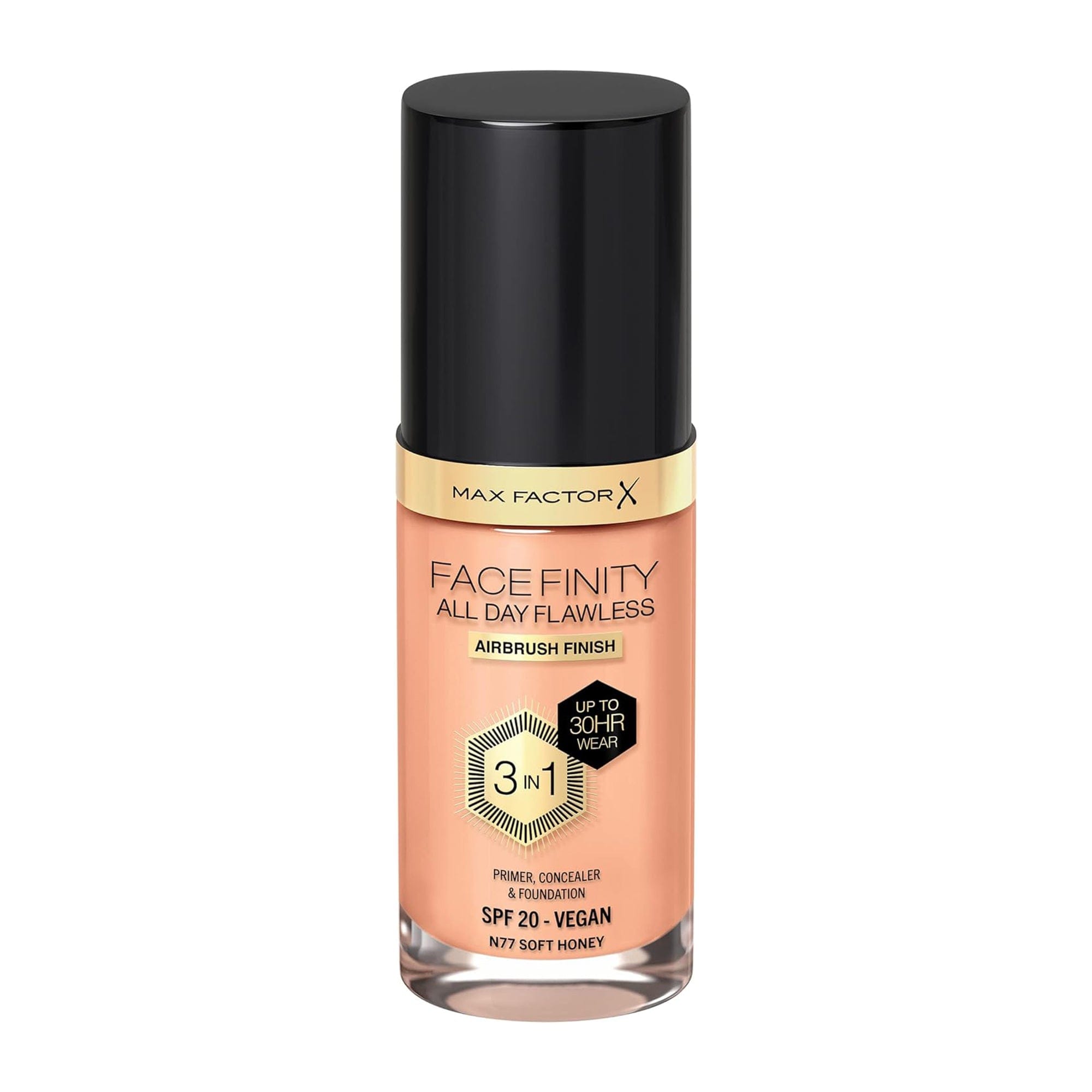 Max Factor Facefinity 3-in-1 All Day Flawless Liquid Foundation, SPF 20 - 77 Soft Honey