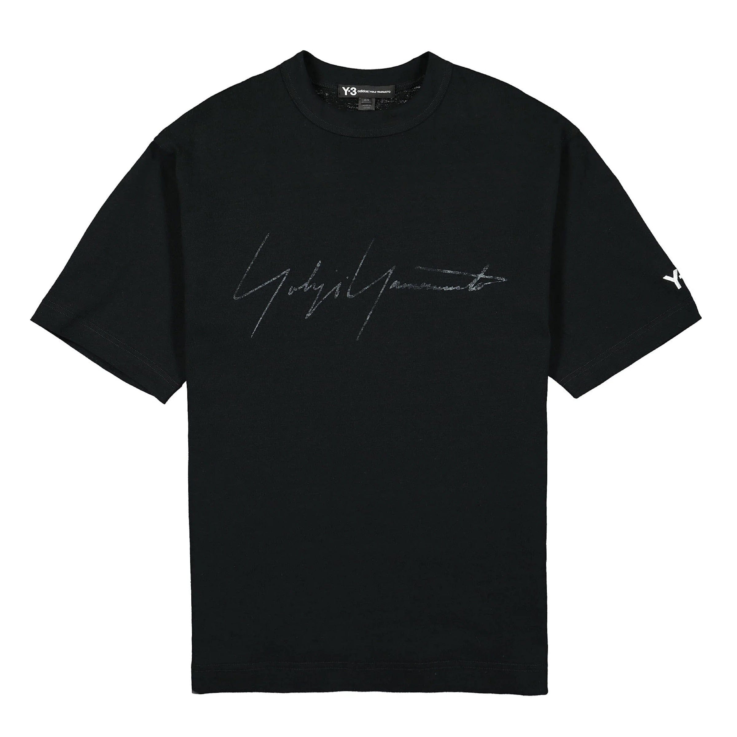Adidas Y-3 Distressed Signature Logo T-Shirt - Black