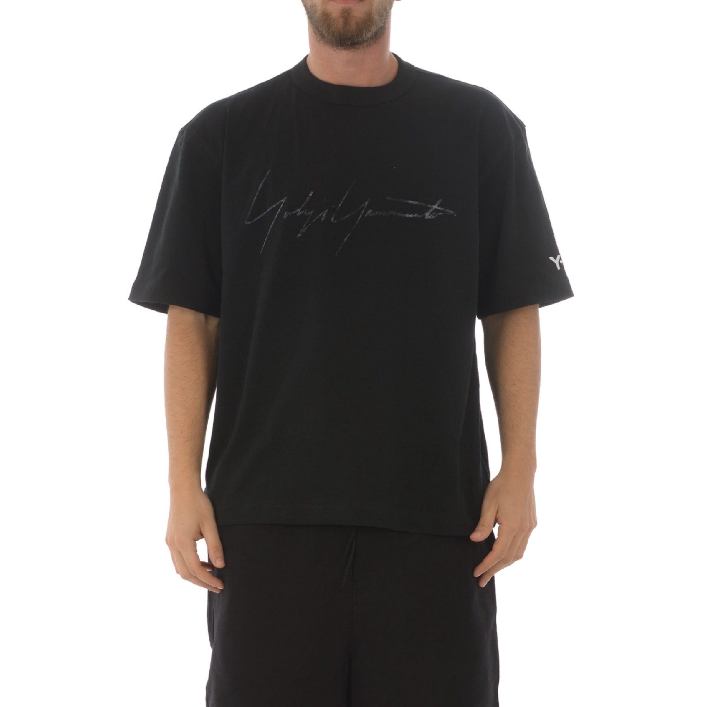 Adidas Y-3 Distressed Signature Logo T-Shirt - Black