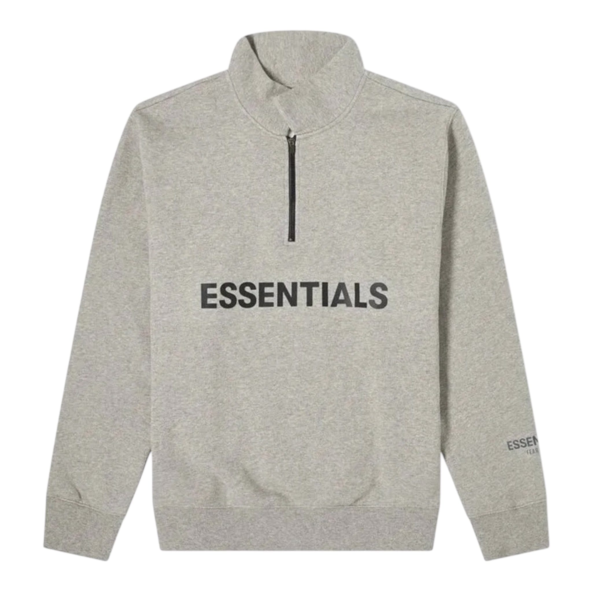 FEAR OF GOD ESSENTIALS 3D Silicon Applique Half Zip Pullover Sweater - Heather Oatmeal