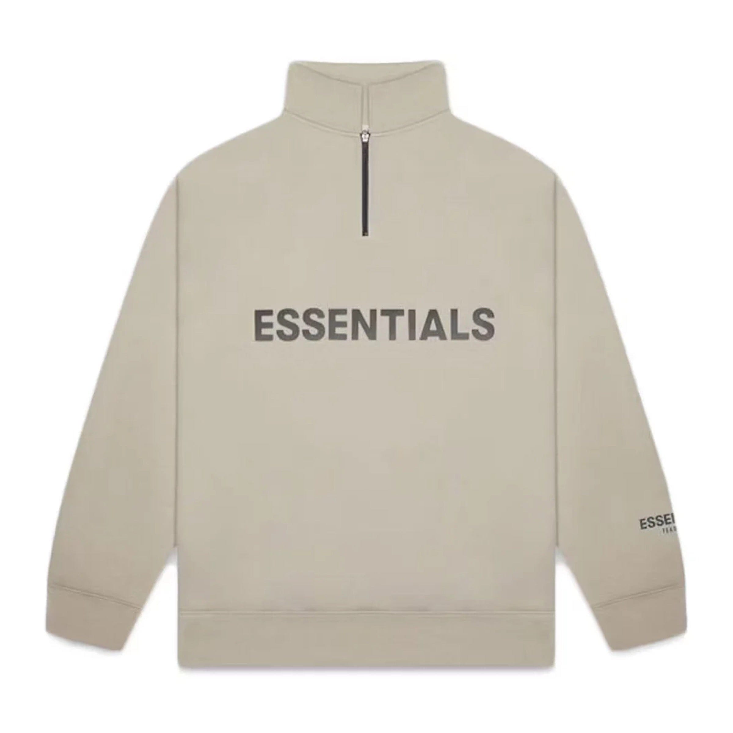 FEAR OF GOD ESSENTIALS 3D Silicon Applique Half Zip Pullover Sweater - Olive