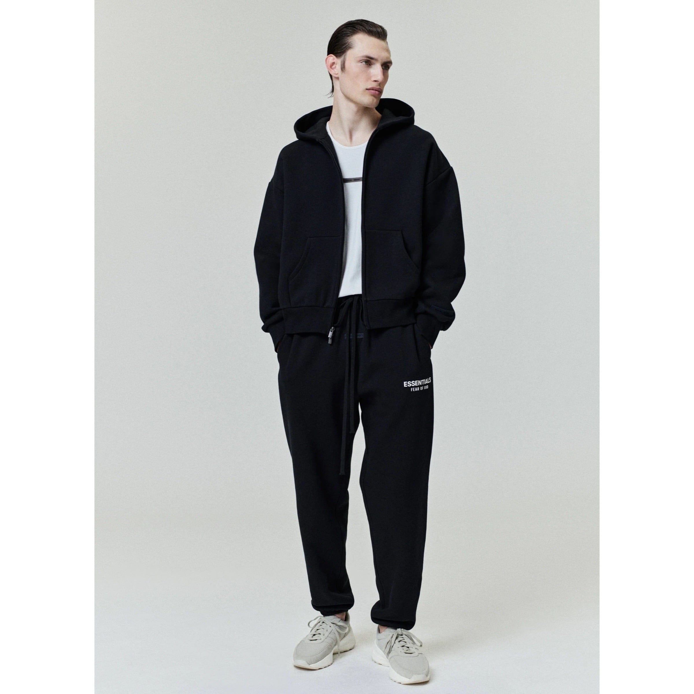 FEAR OF GOD ESSENTIALS Classic Full Zip-Up Hoodie - Jet Black