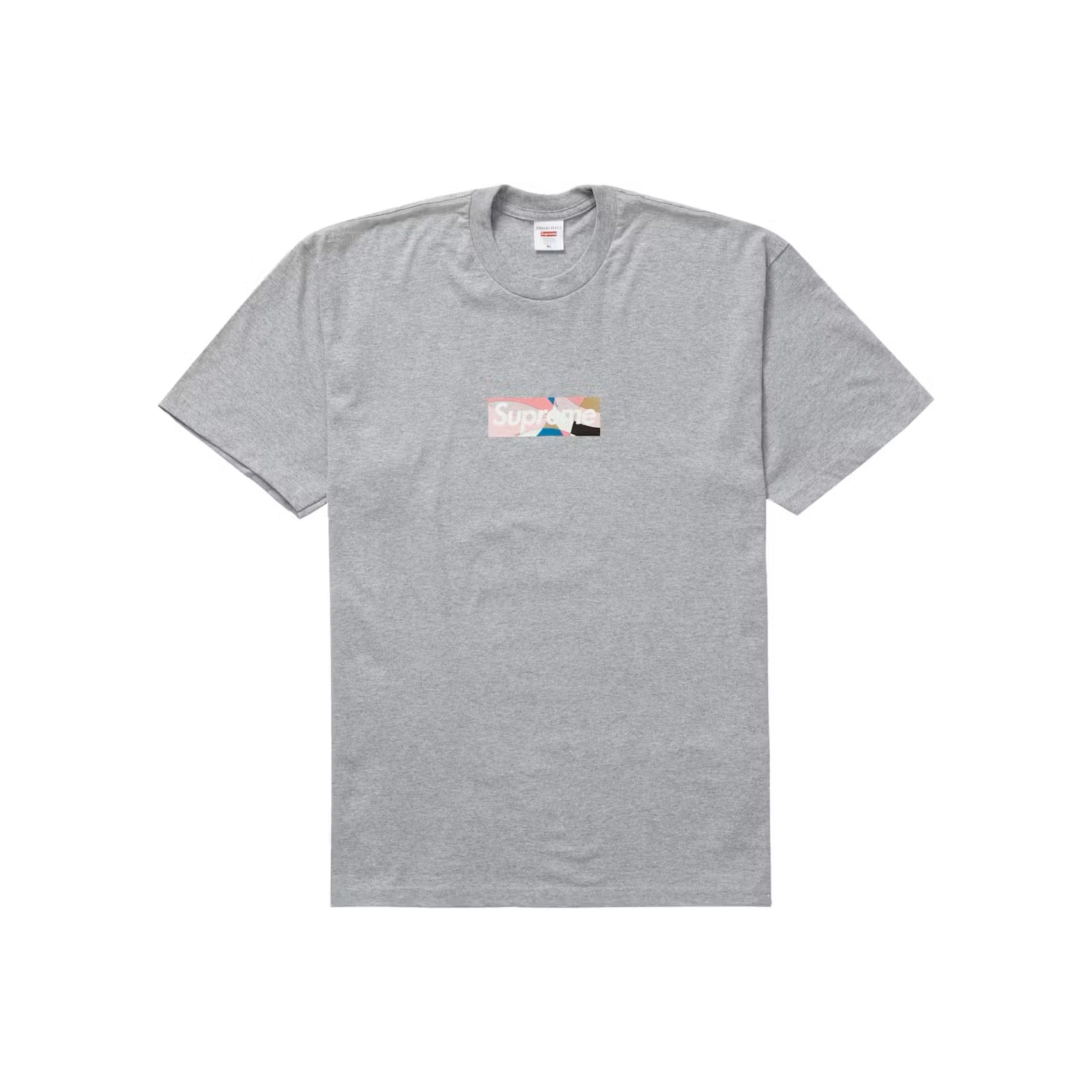 Supreme x Emilio Pucci Box Logo Tee - Heather Grey/Pink