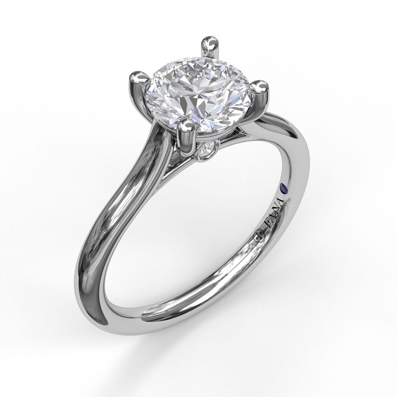 Fana Round Solitaire With Cathedral Band Engagement Ring