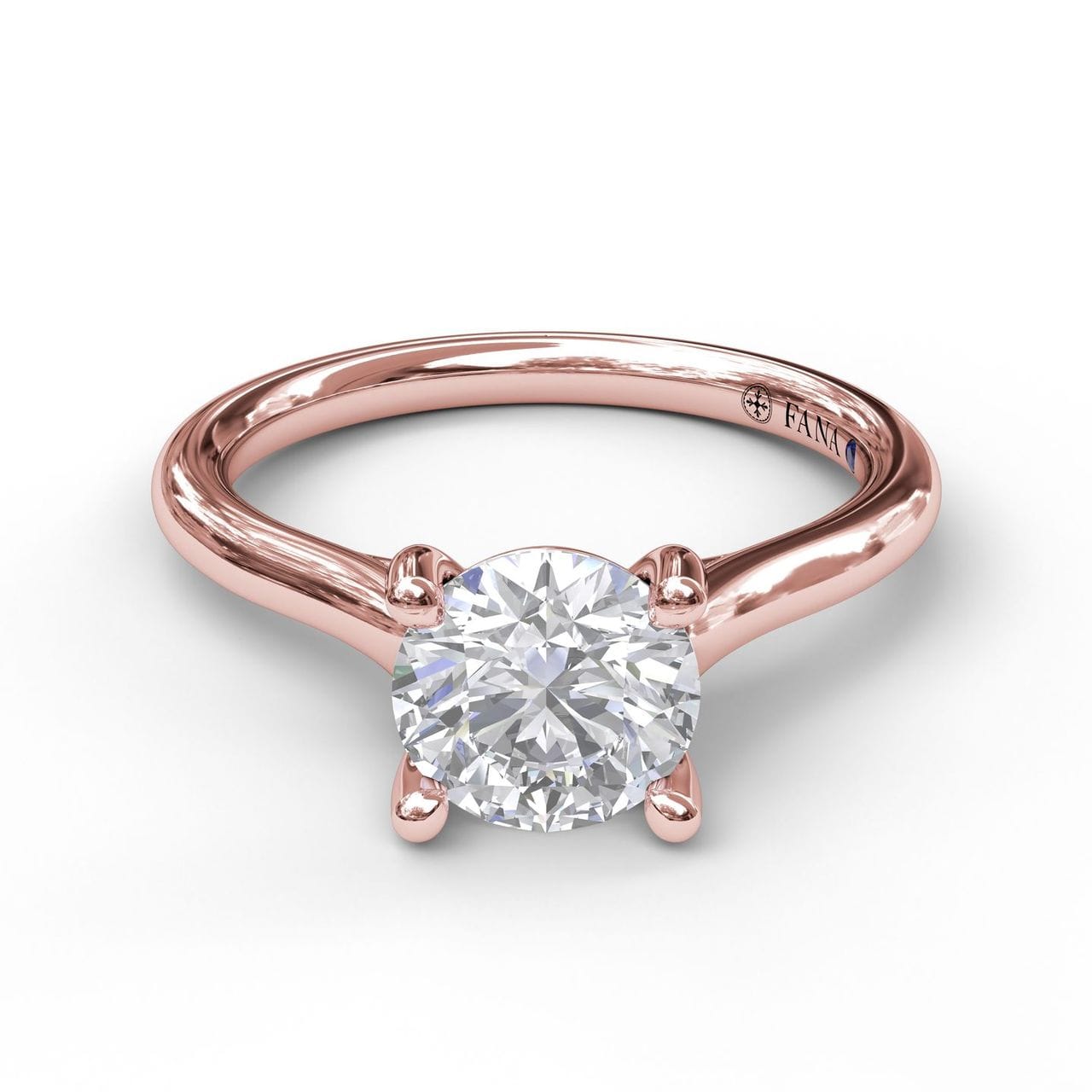 Fana Round Solitaire With Cathedral Band Engagement Ring