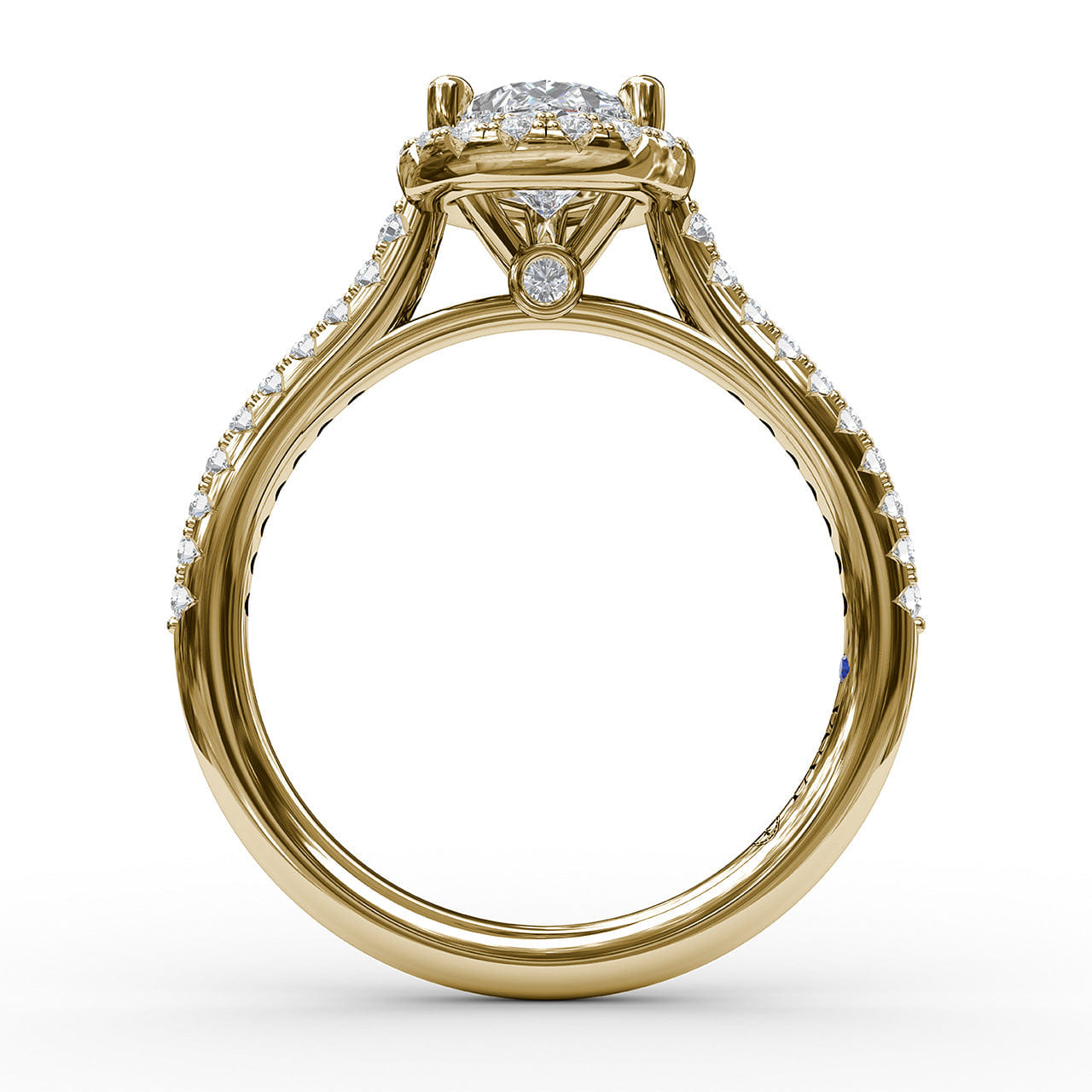 Fana Delicate Pear Shaped Halo And Pave Band Engagement Ring