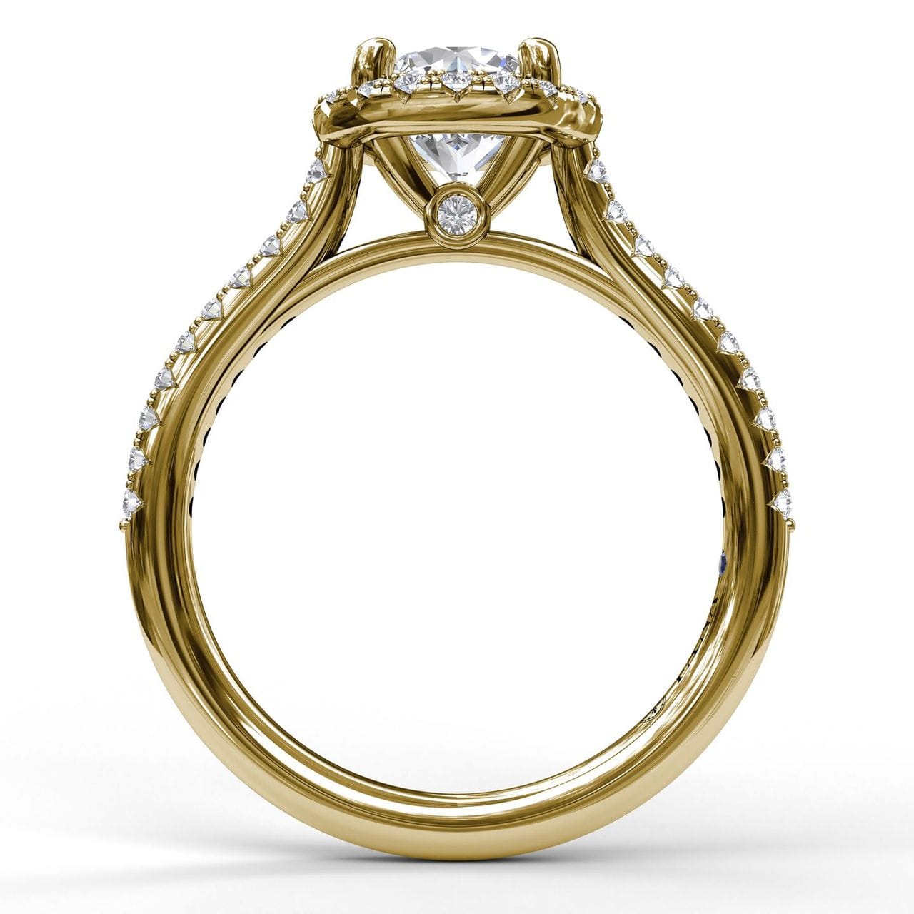 Fana Delicate Round Halo And Pave Band Engagement Ring