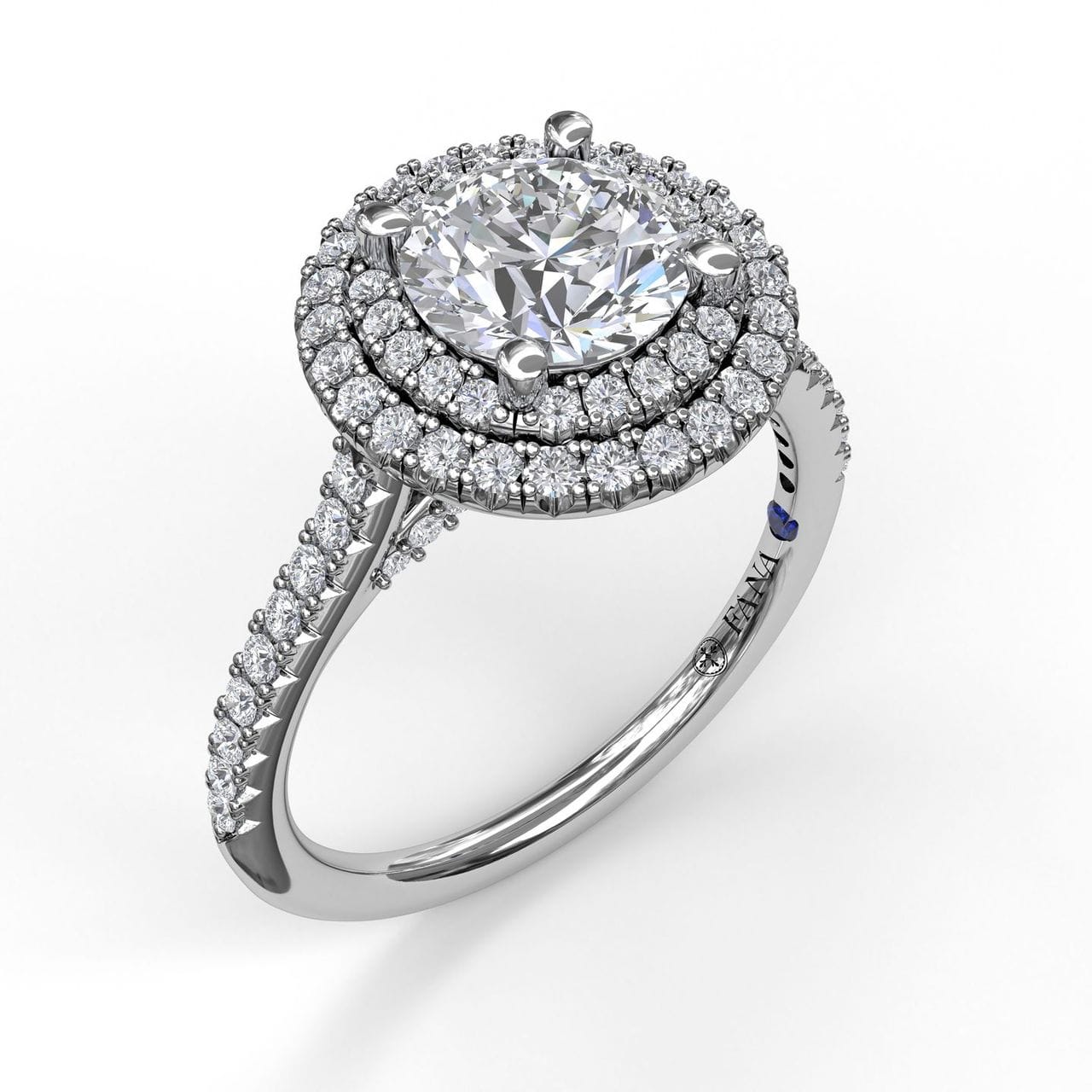 Fana Single Row Petite Double Halo Engagement Ring
