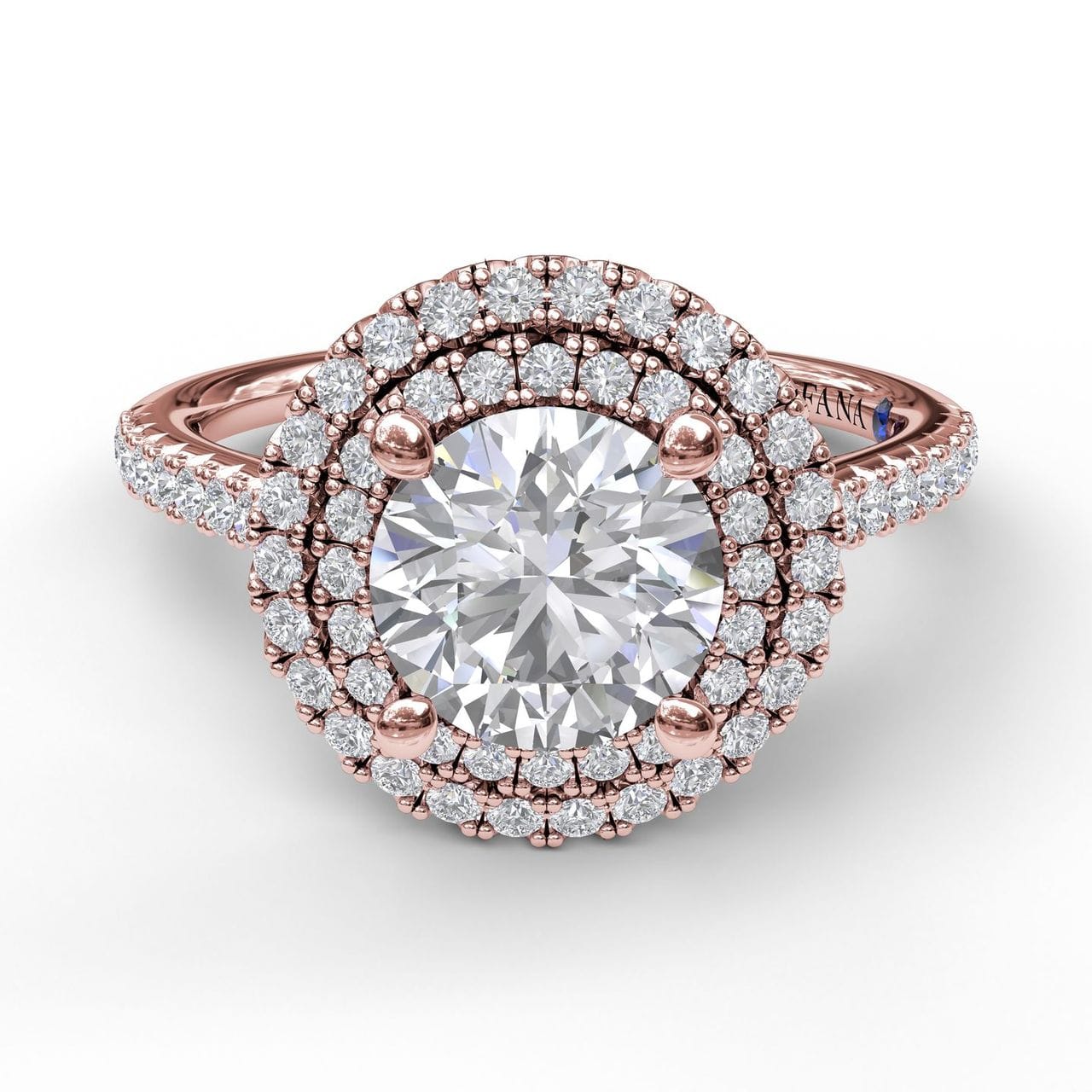 Fana Single Row Petite Double Halo Engagement Ring