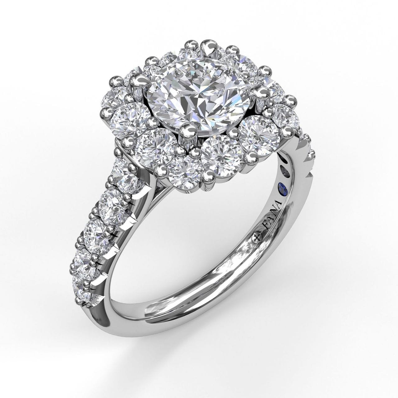 Fana Large Diamond Cushion Halo Engagement Ring