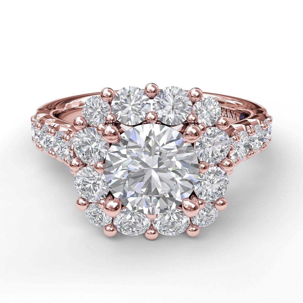 Fana Large Diamond Cushion Halo Engagement Ring