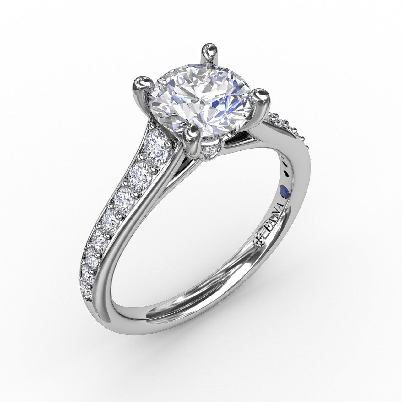 Fana Classic Round Diamond Solitaire Engagement Ring With Diamond Band