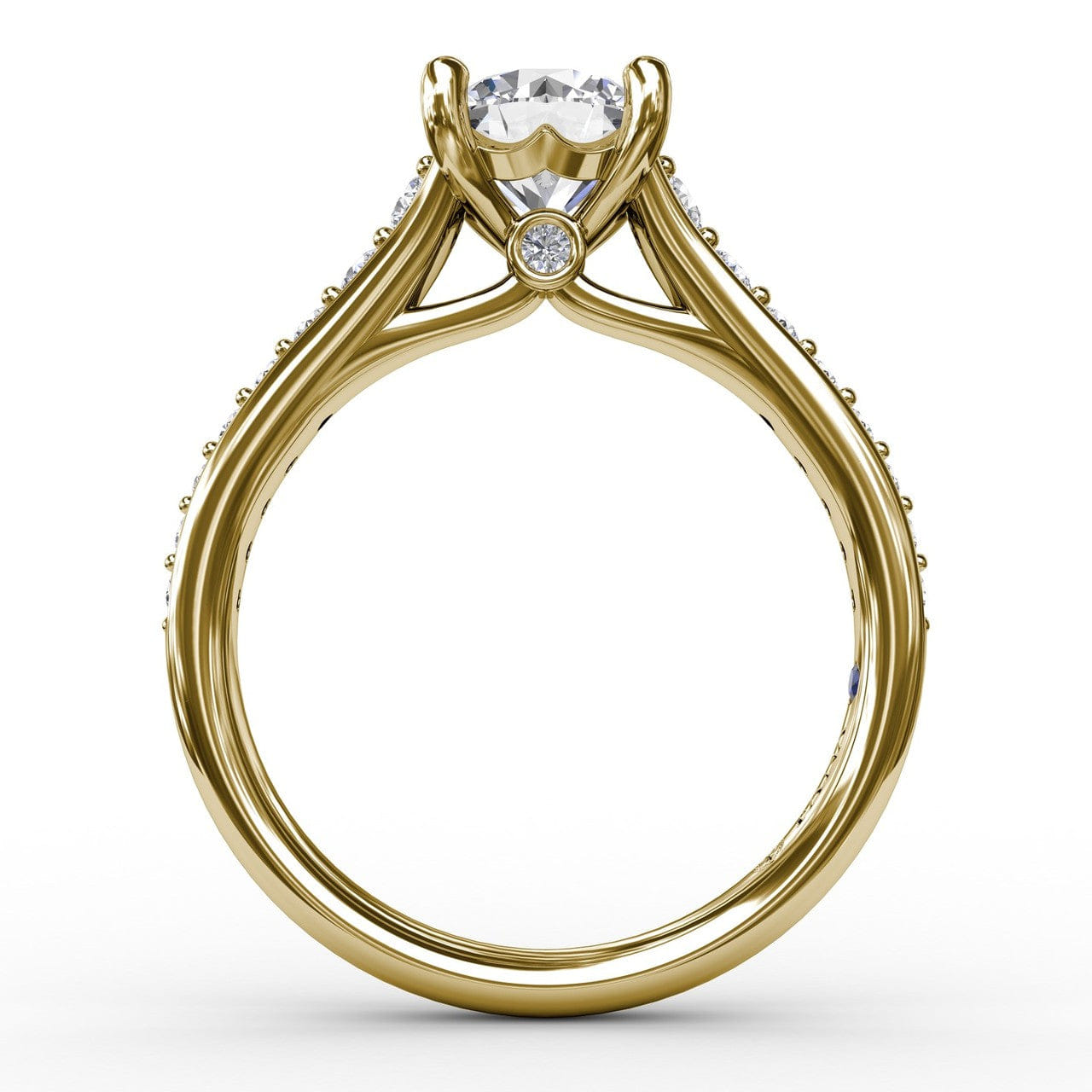 Fana Classic Round Diamond Solitaire Engagement Ring With Diamond Band