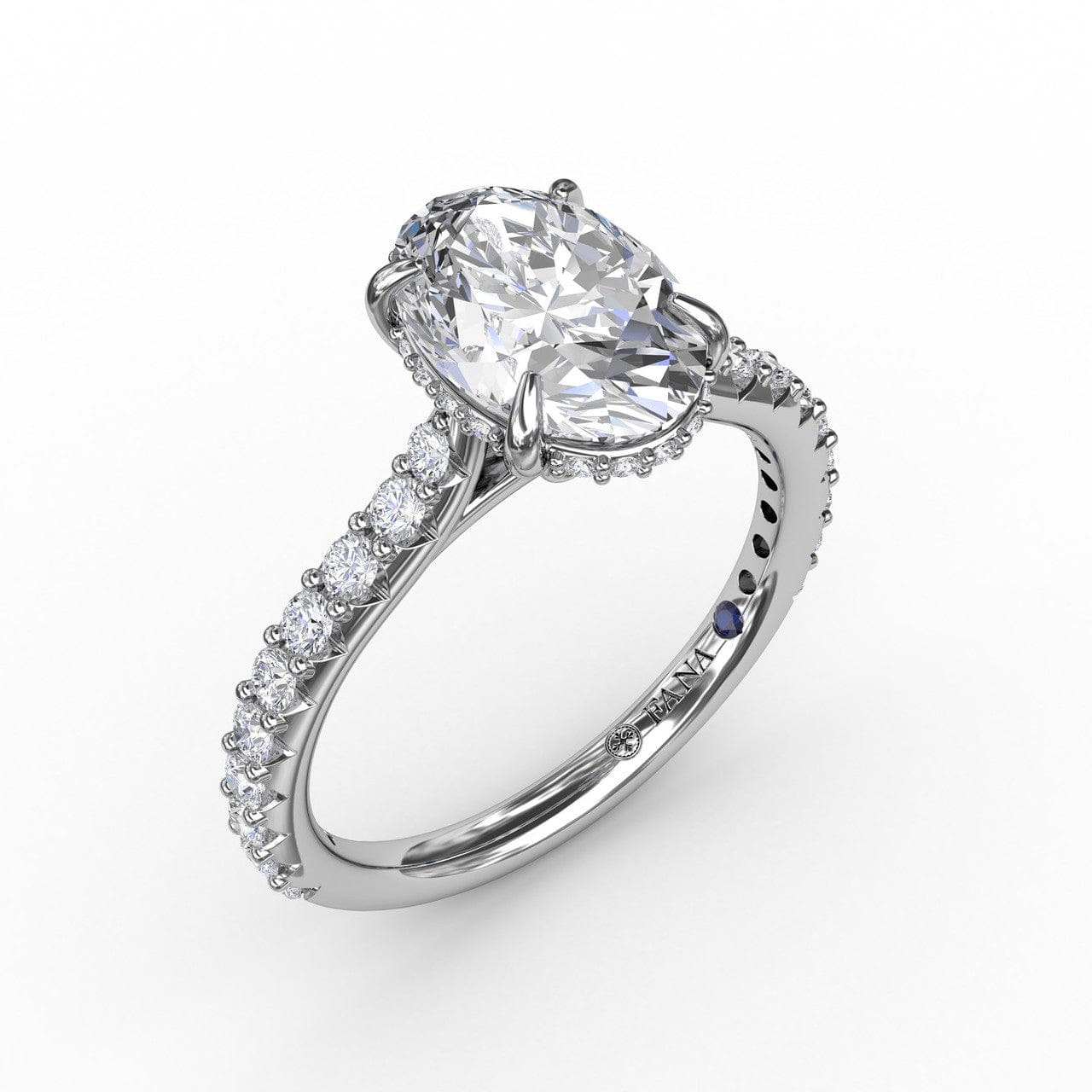 Fana Classic Oval Diamond Solitaire Engagement Ring With Hidden Pavé Halo