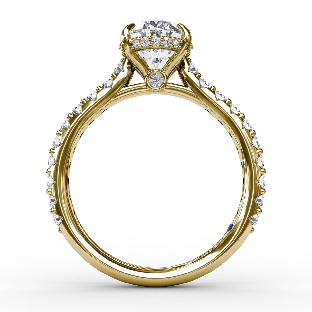 Fana Classic Oval Diamond Solitaire Engagement Ring With Hidden Pavé Halo