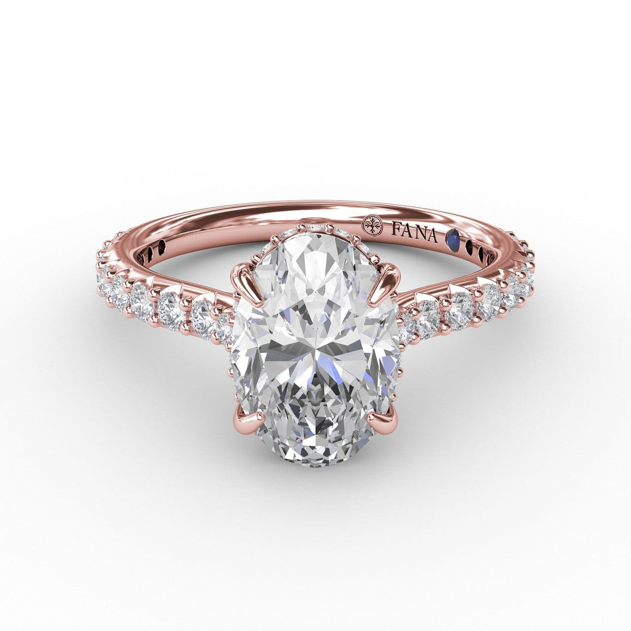 Fana Classic Oval Diamond Solitaire Engagement Ring With Hidden Pavé Halo