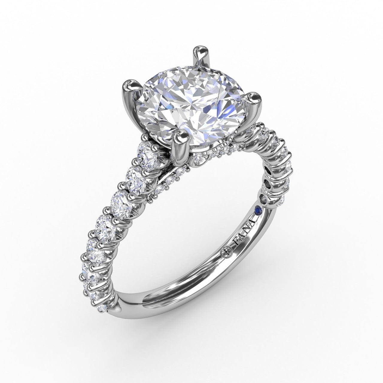Fana Contemporary Diamond Solitaire Engagement Ring With Hidden Halo