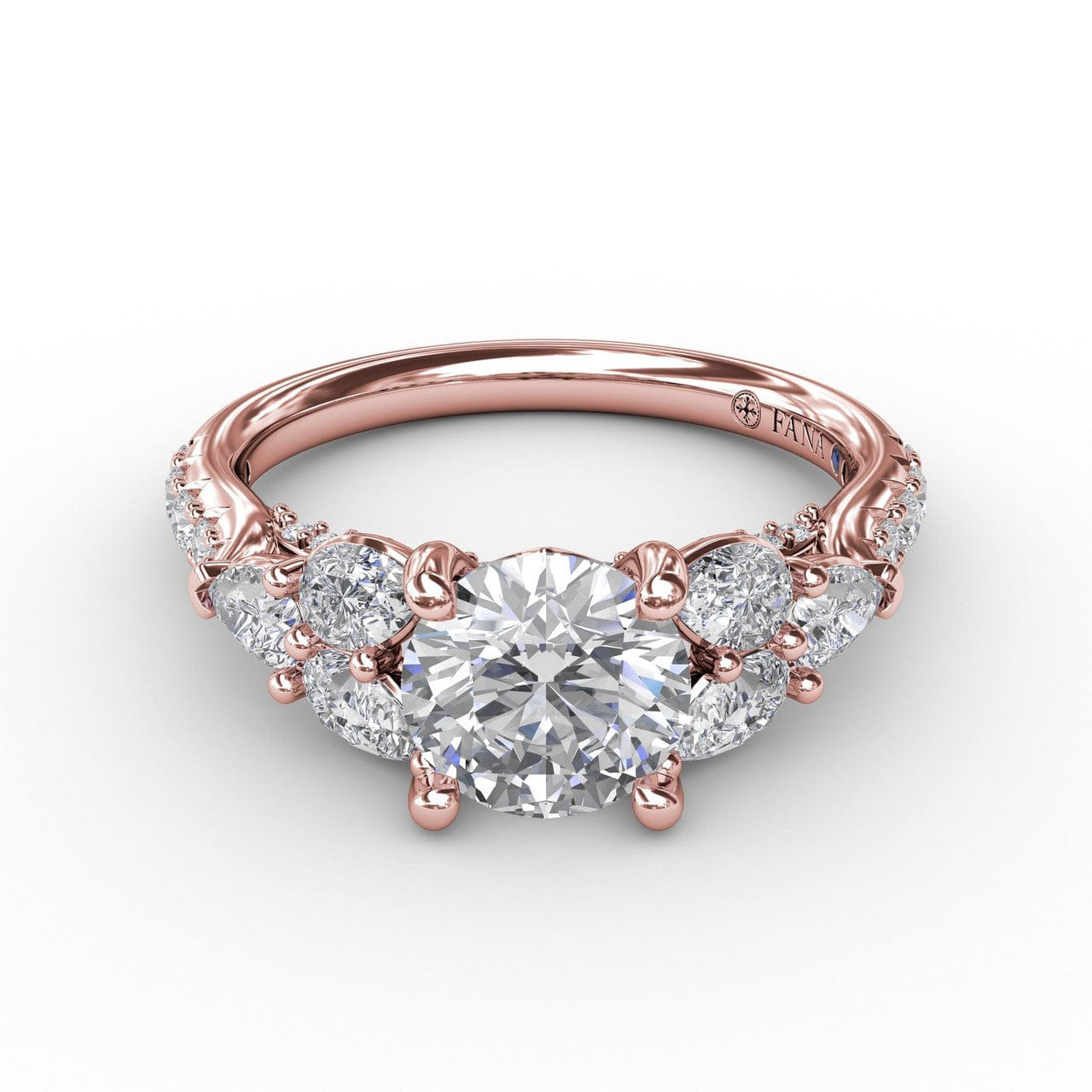 Fana Floral Multi-Stone Engagement Ring With Diamond Leaves