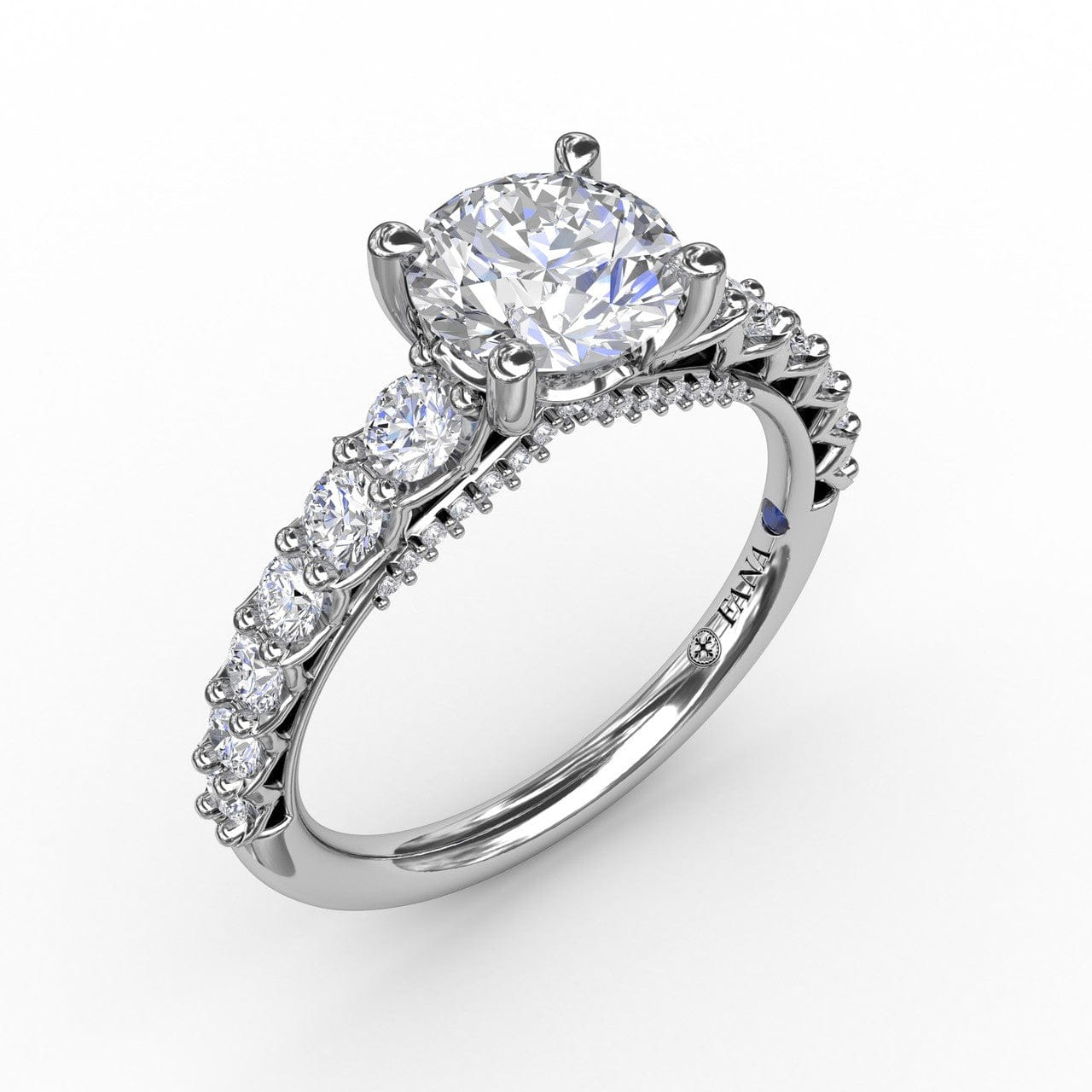 Fana Contemporary Diamond Solitaire Engagement Ring With Openwork Diamond Band