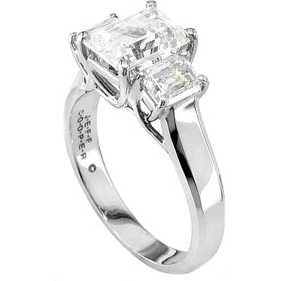 Jeff Cooper Three Stone Emerald Cut Trellis Engagement Ring