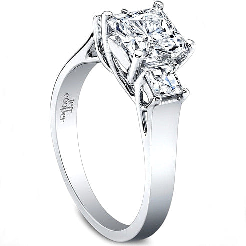 Jeff Cooper Three Stone Princess Cut Lattice Engagement Ring