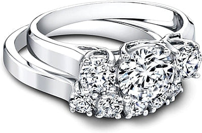 Jeff Cooper Lattice Three Stone Engagement Ring