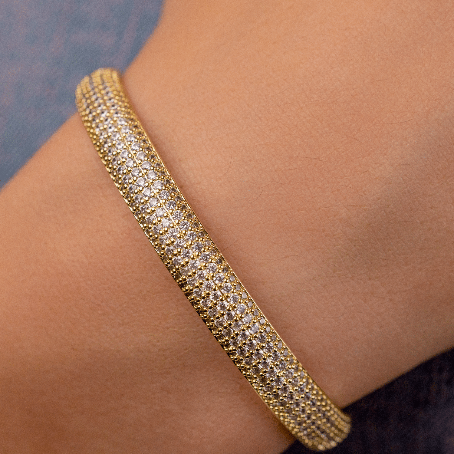 GLD PROMO - WOMEN Pave Pointed Open Cuff Bracelet