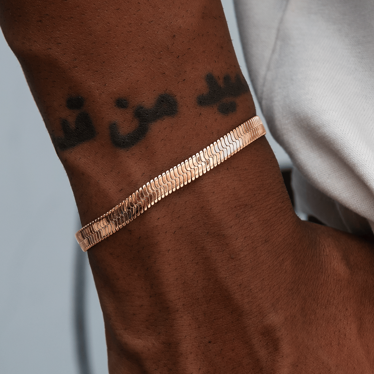 GLD PROMO Herringbone Bracelet in Rose Gold - 6mm